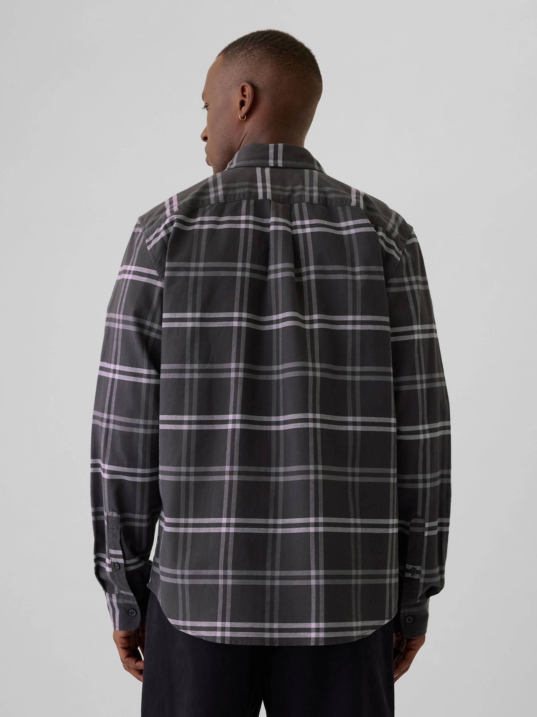 Dark Grey Check Regular Fit Long Sleeve Oxford Shirt - Image 2 of 5