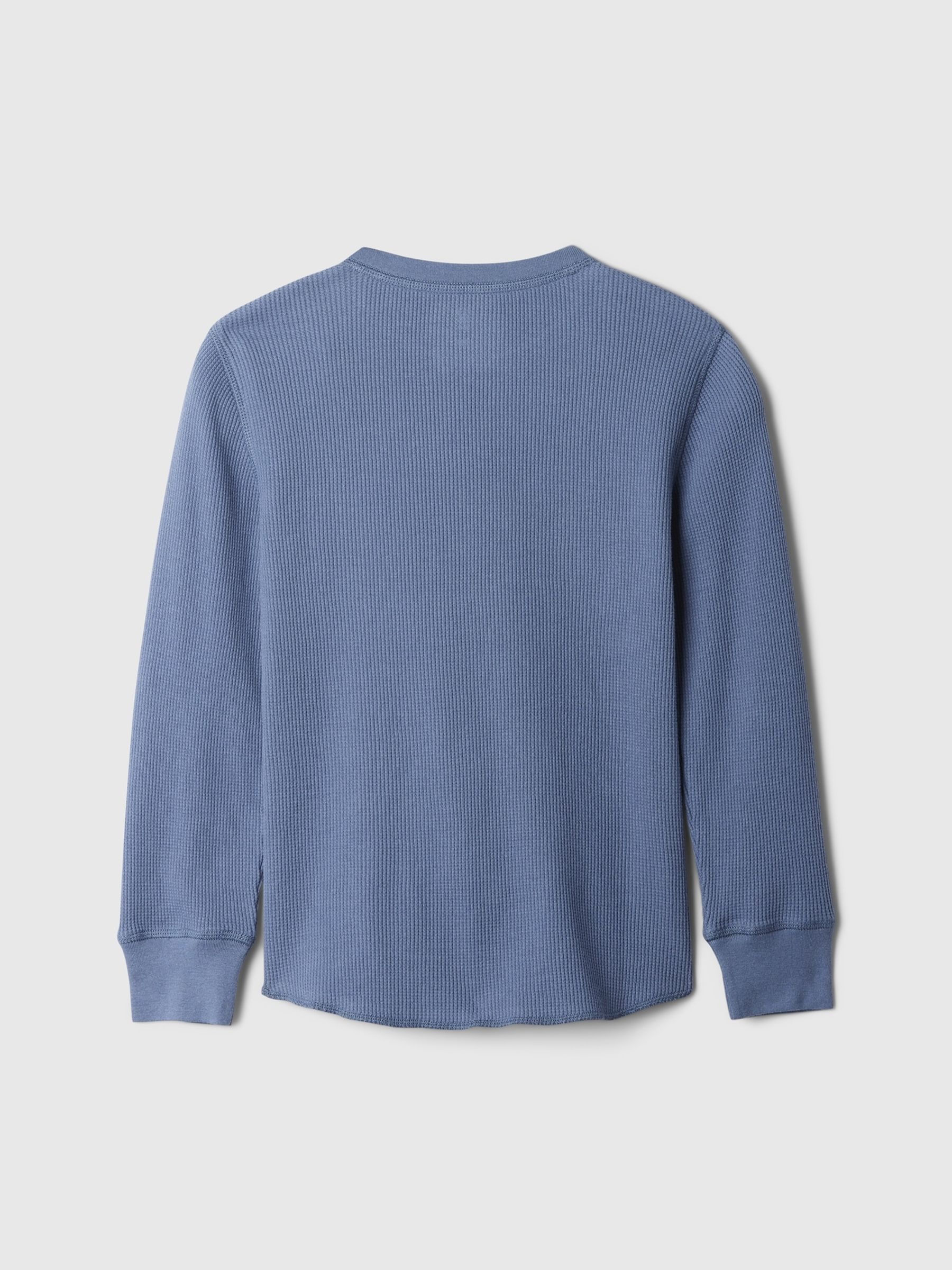 Blue Waffle Knit Long Sleeve Crew Neck T-Shirt (4-13yrs) - Image 4 of 4