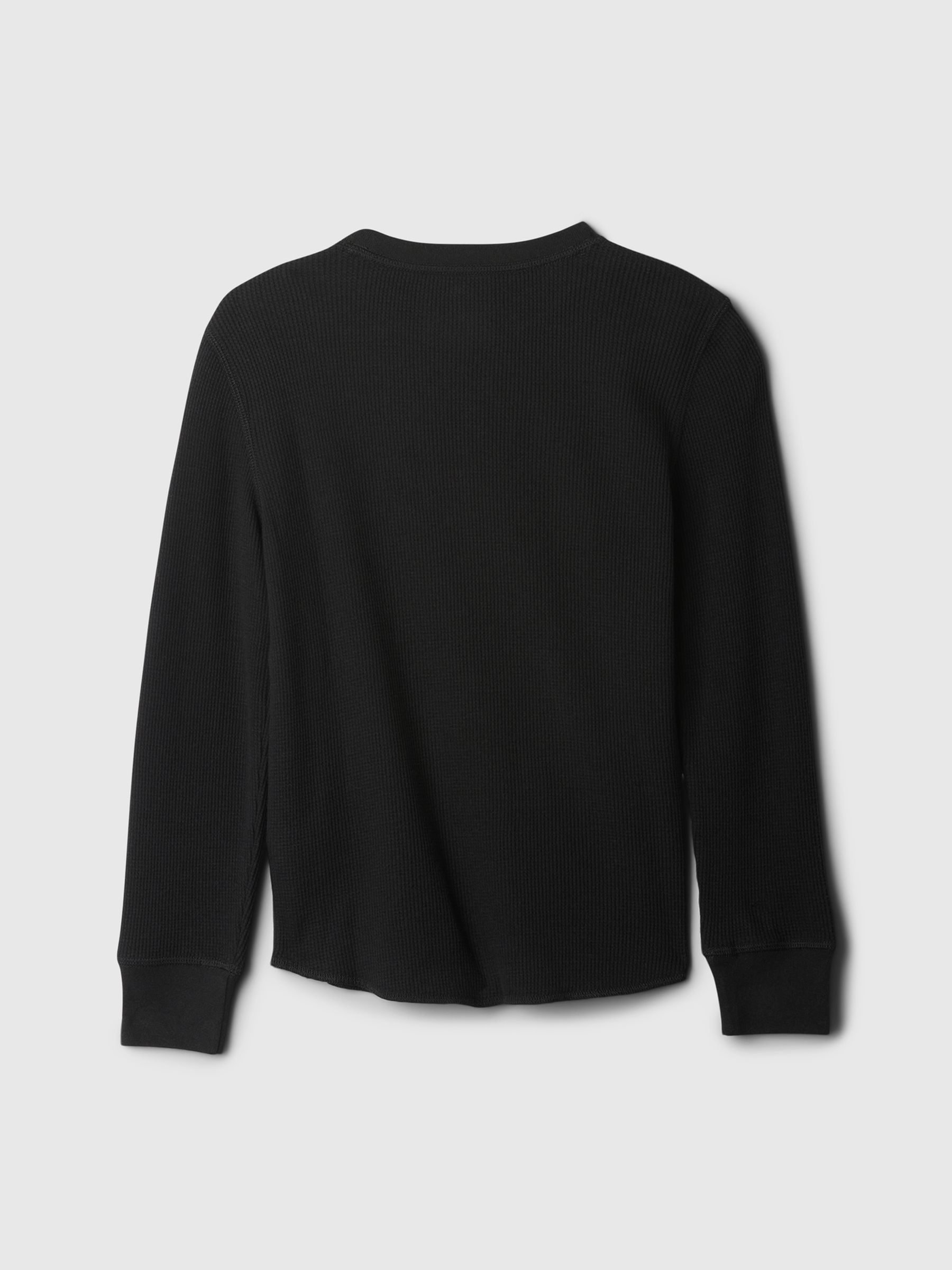 Black Waffle Knit Long Sleeve Crew Neck T-Shirt (4-13yrs) - Image 2 of 2