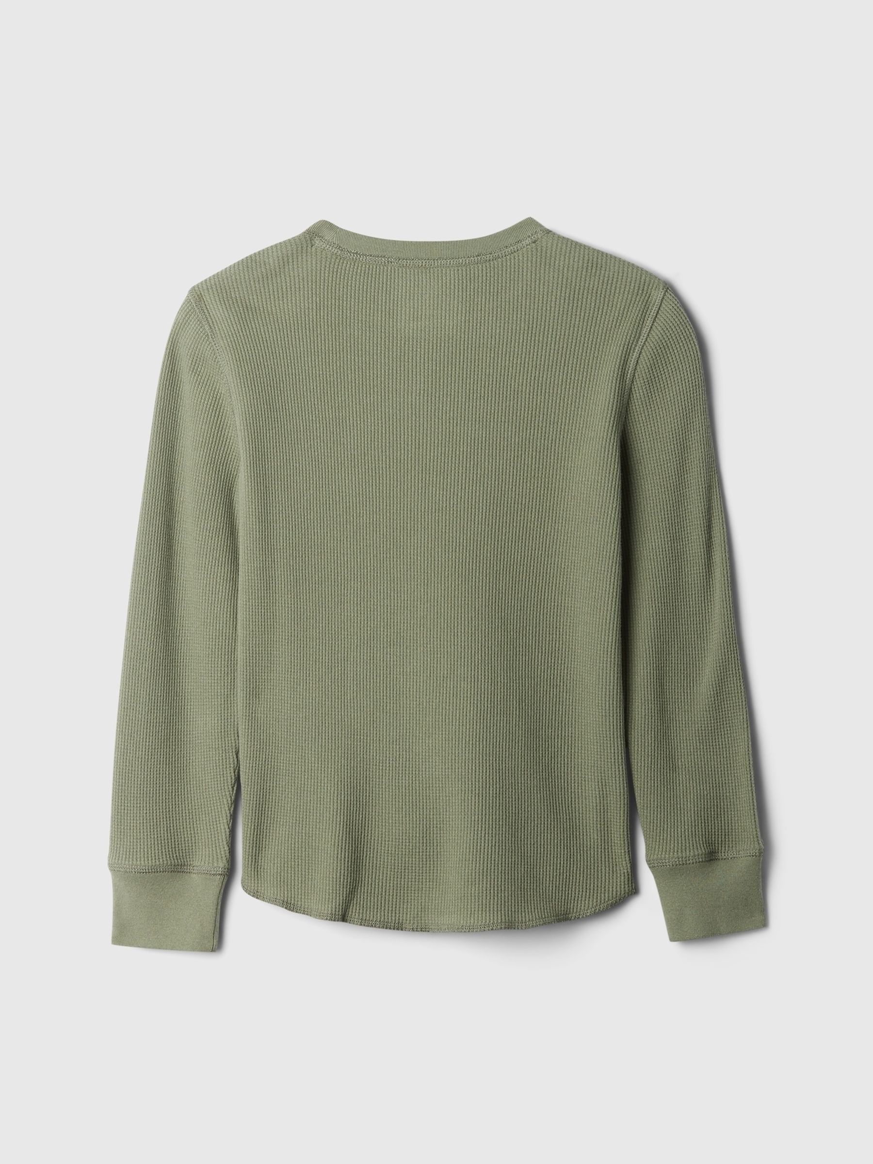 Green Waffle Knit Long Sleeve Crew Neck T-Shirt (4-13yrs) - Image 2 of 3