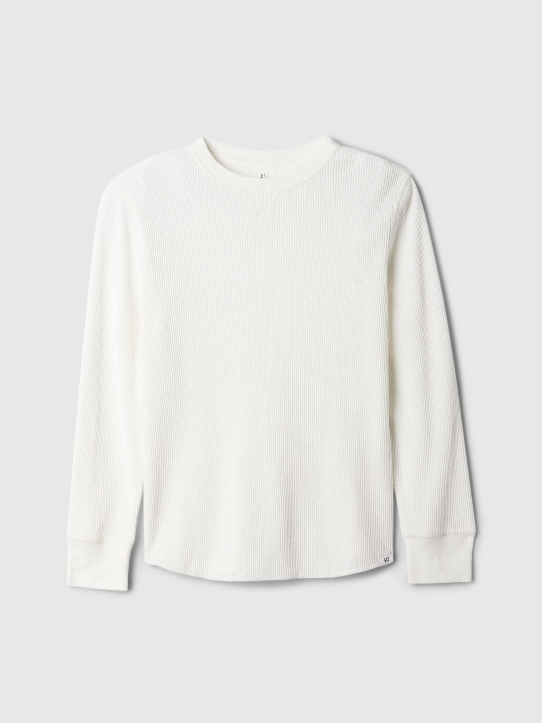 White Waffle Knit Long Sleeve Crew Neck T-Shirt (4-13yrs) - Image 1 of 4