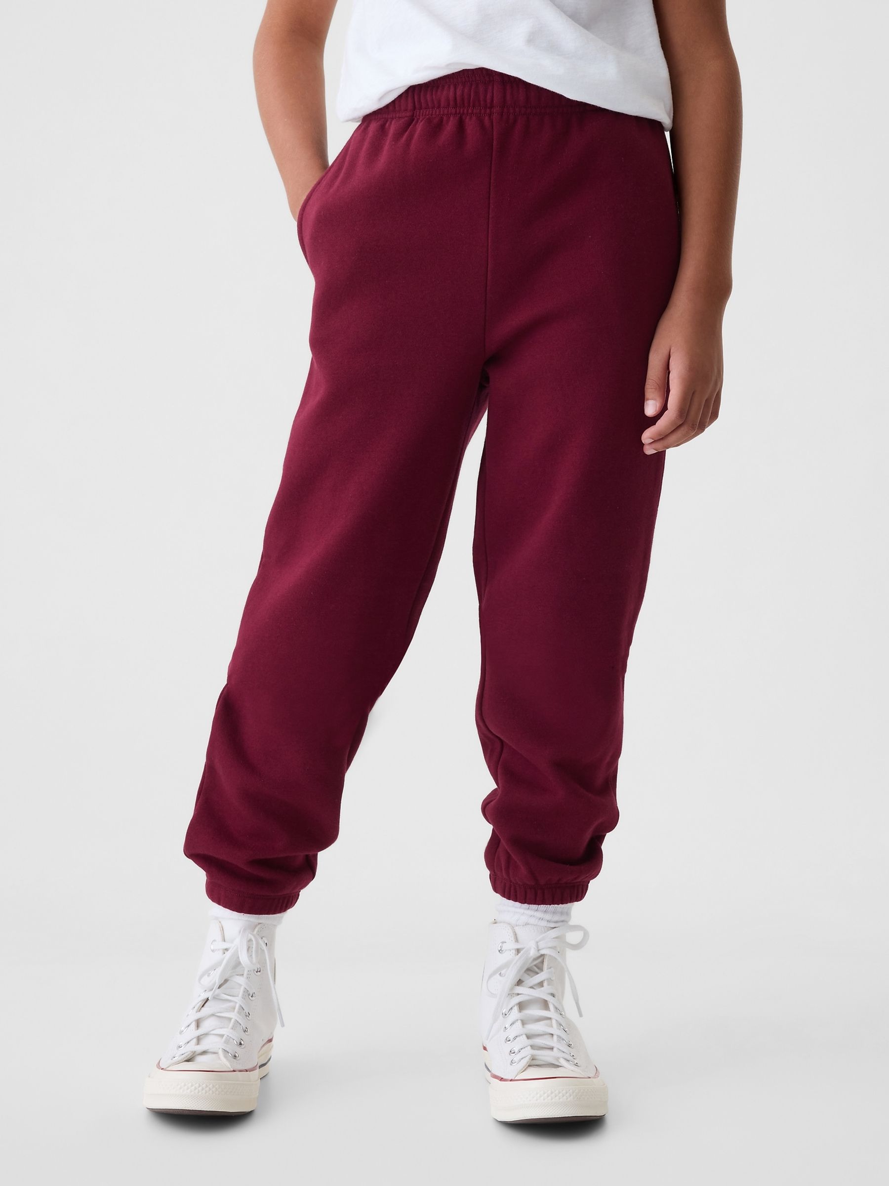 Burgundy Red Vintage Soft Fleece-Lined Joggers (4-13yrs) - Image 4 of 5