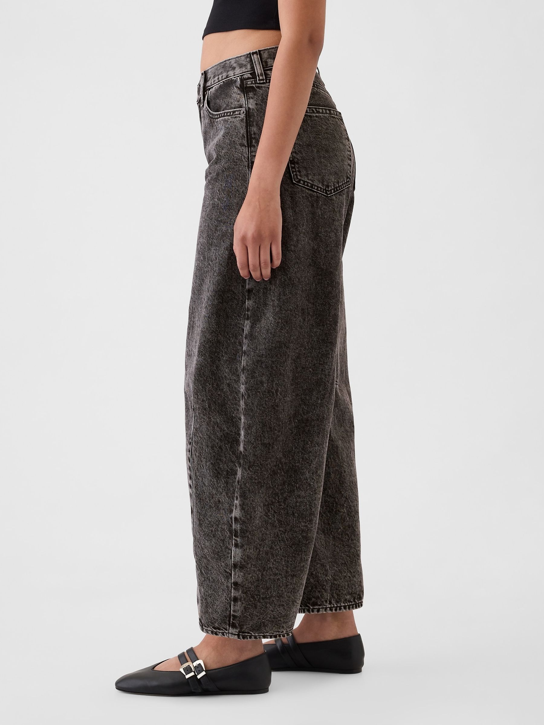 Black High Waisted Ankle Length Horseshoe Jeans - Image 4 of 6
