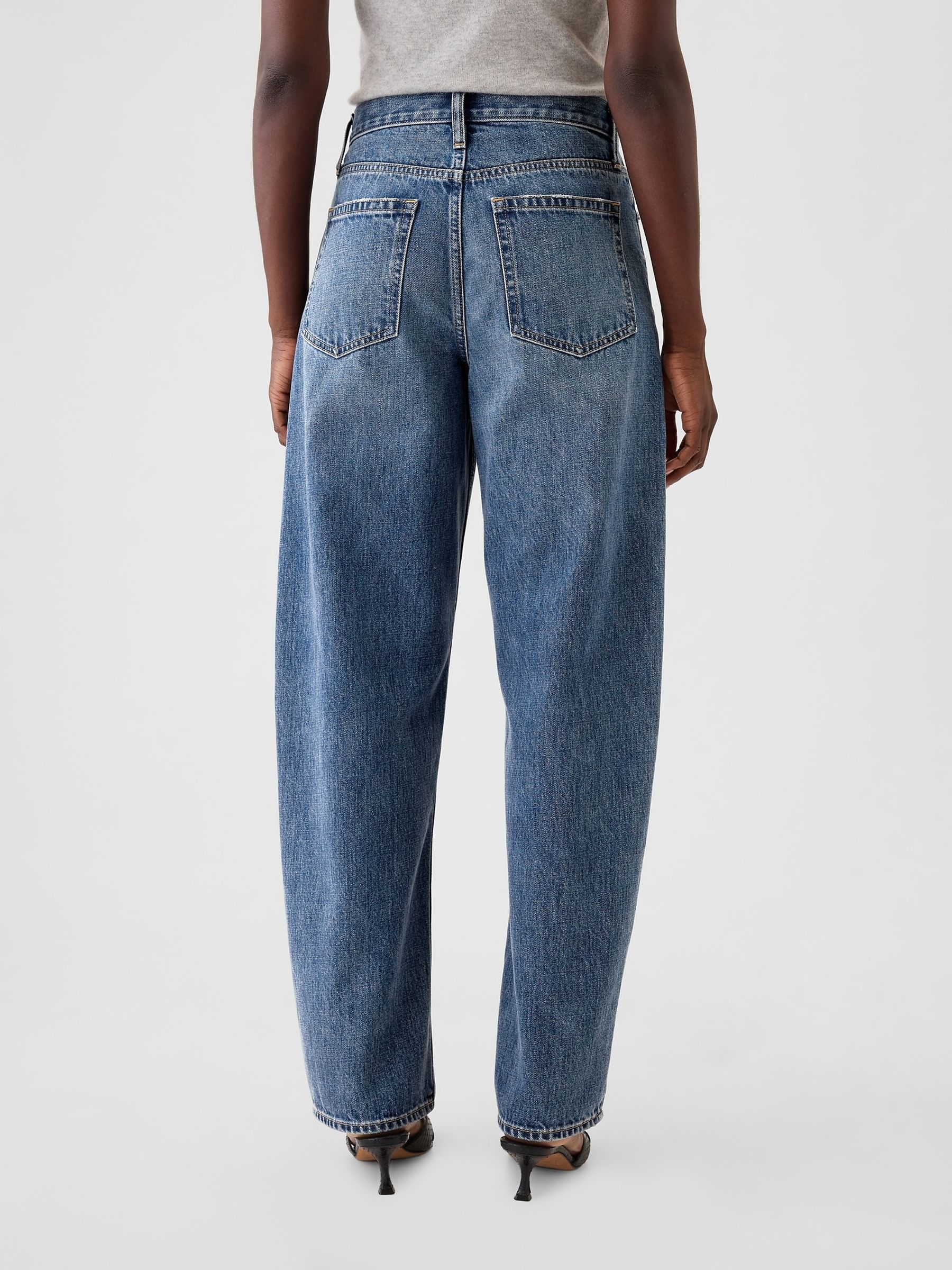Blue High Waisted Barrel Jeans - Image 3 of 8