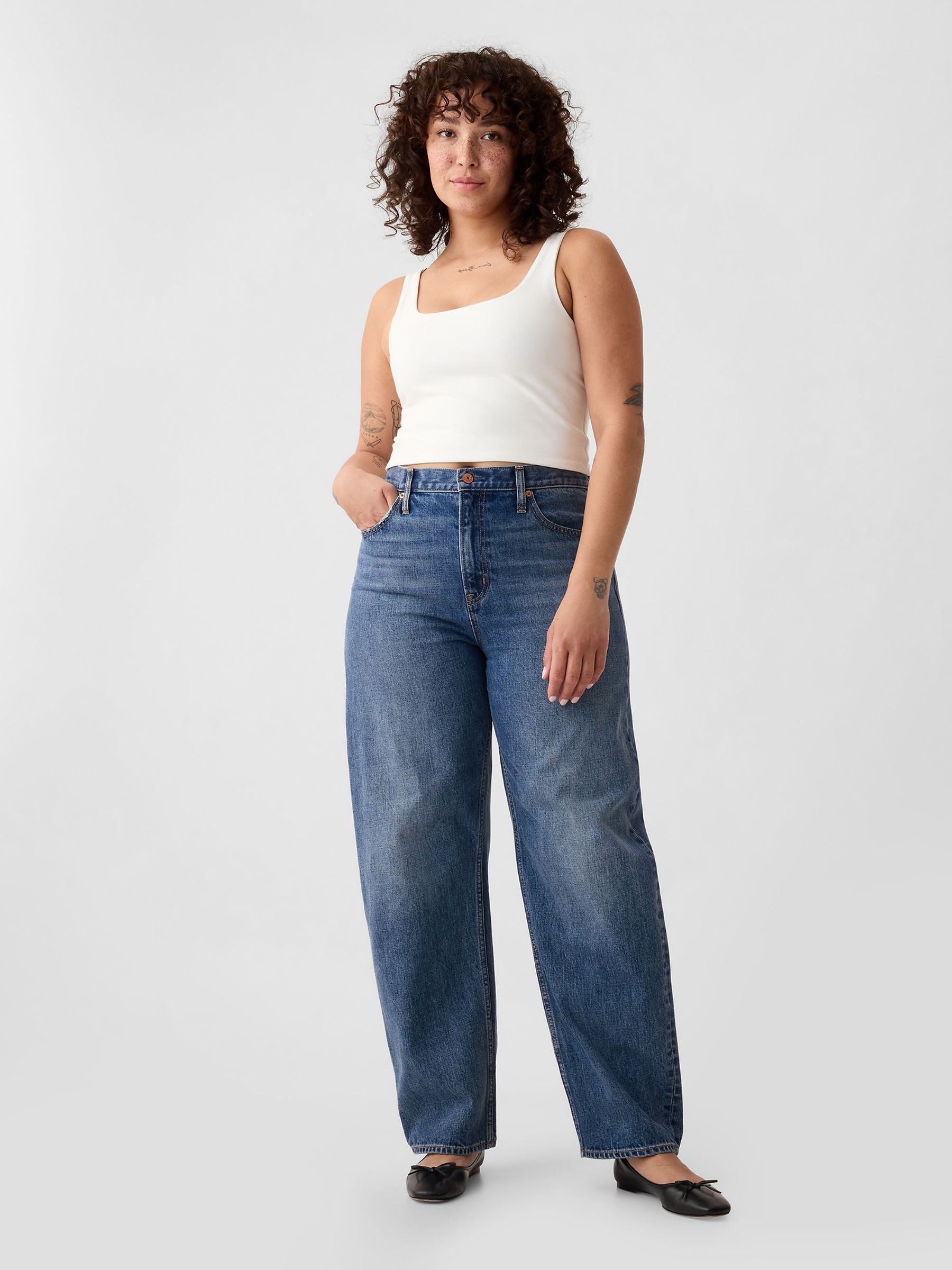 Blue High Waisted Barrel Jeans - Image 5 of 8