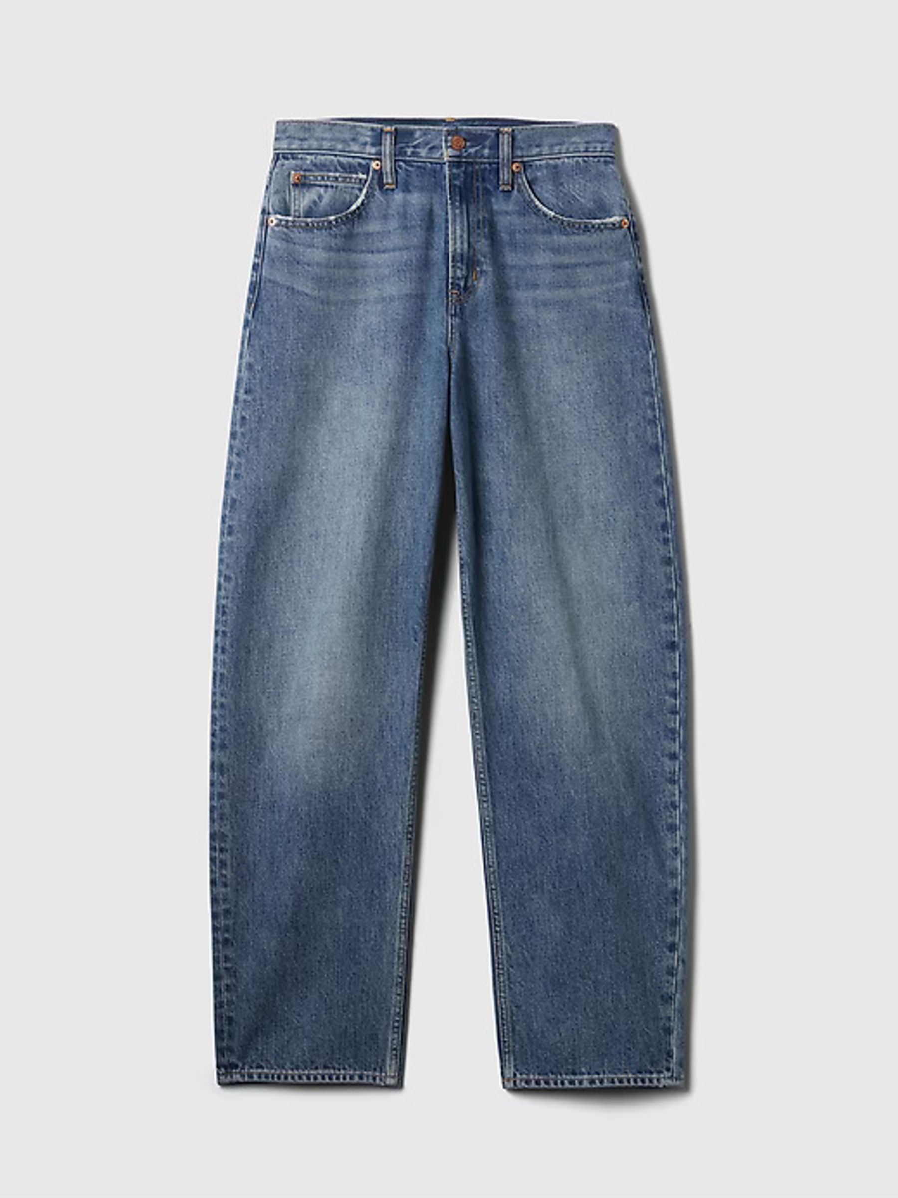 Blue High Waisted Barrel Jeans - Image 8 of 8
