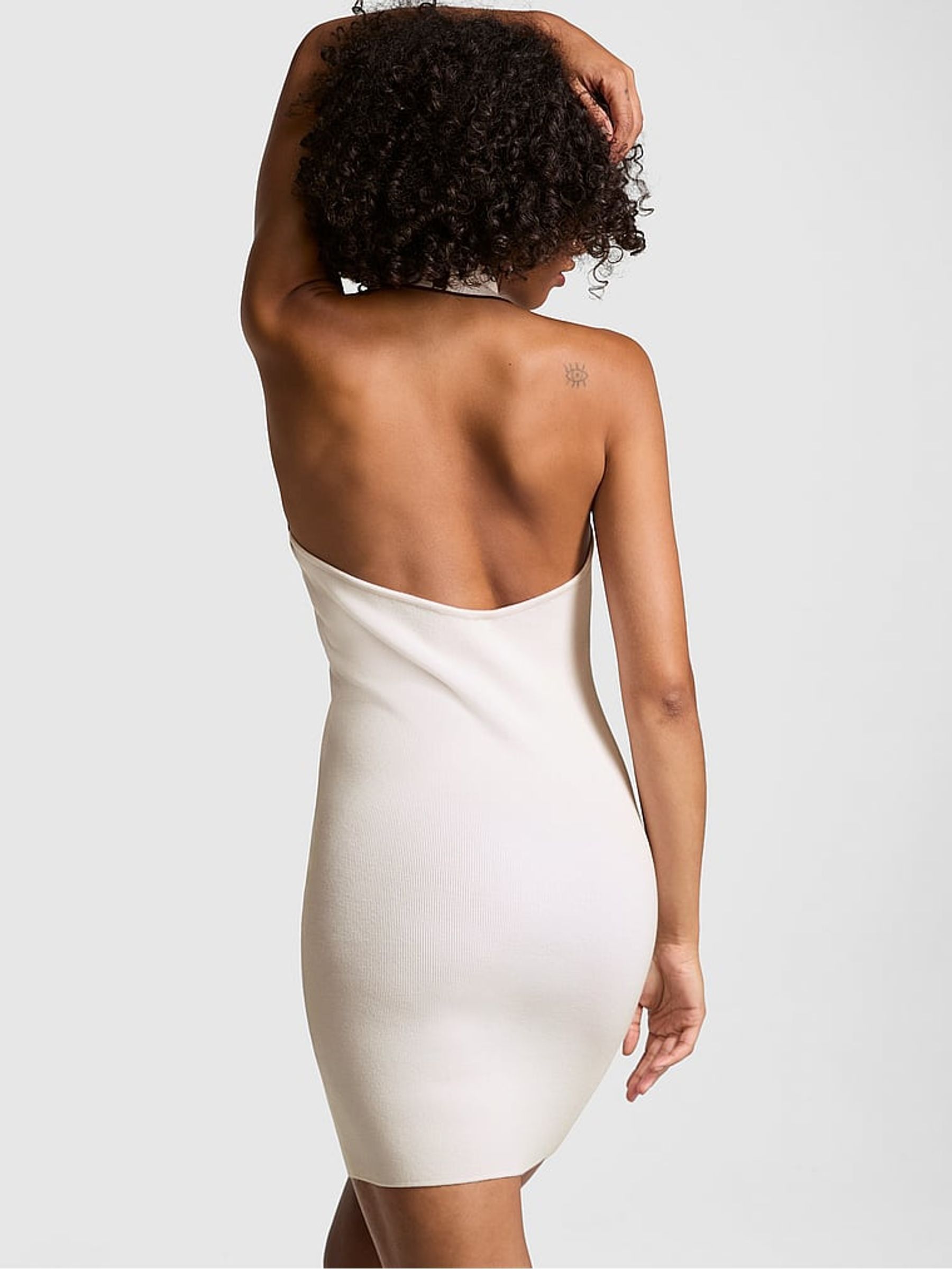 Heather Oatmeal Beige Polo Halter Dress - Image 2 of 3