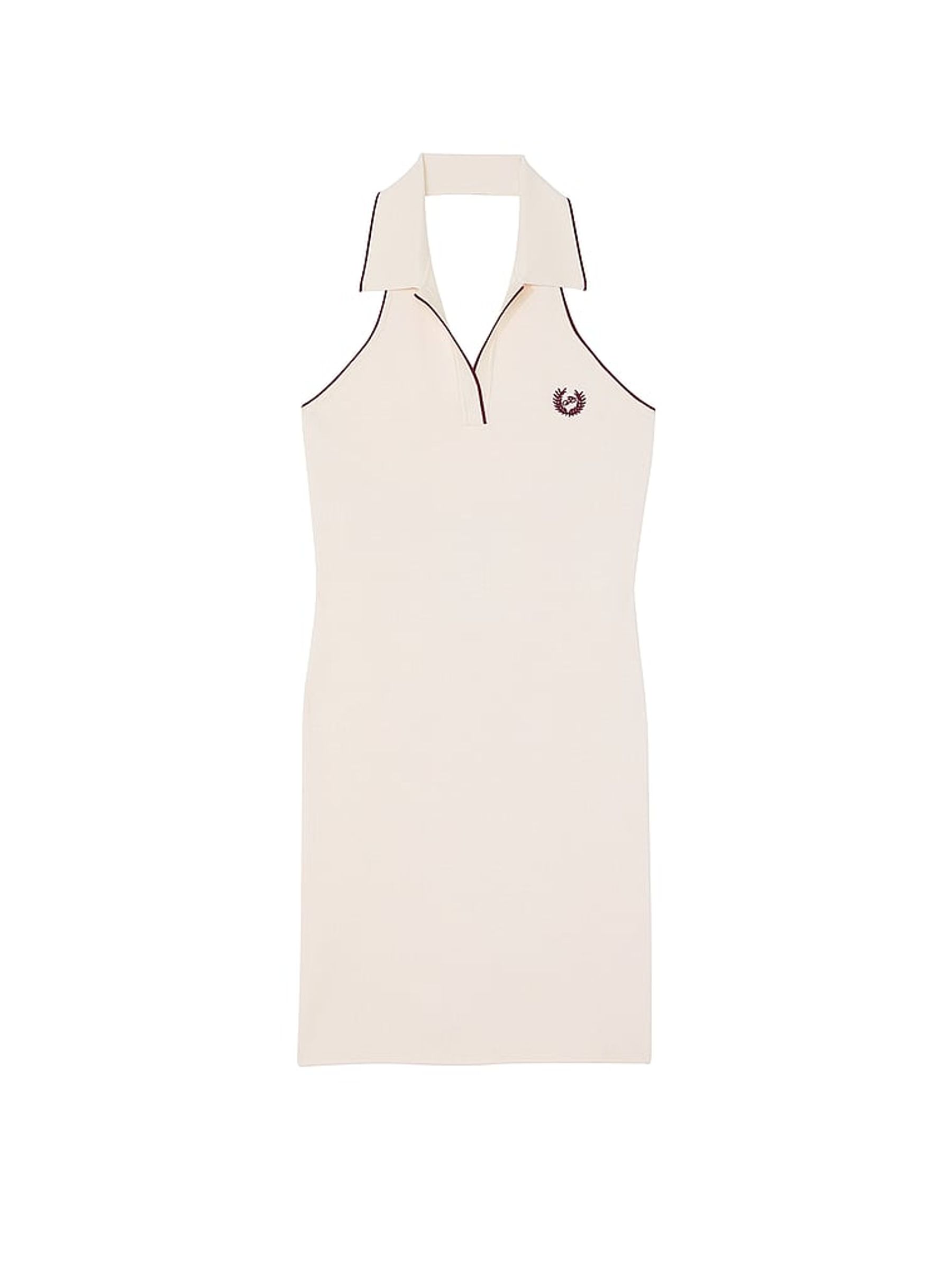Heather Oatmeal Beige Polo Halter Dress - Image 3 of 3
