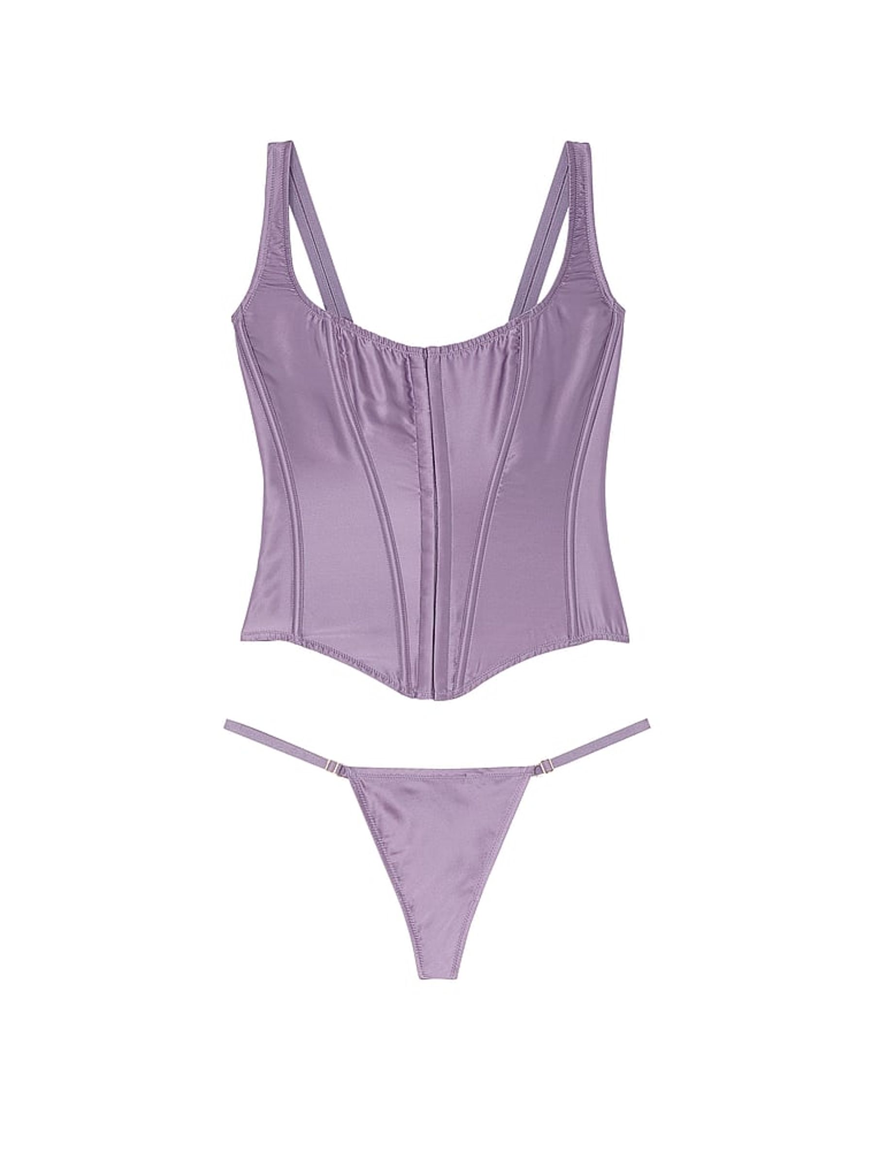 Frozen Plum Purple Archive Satin Corset and Knicker Set - Image 3 of 3