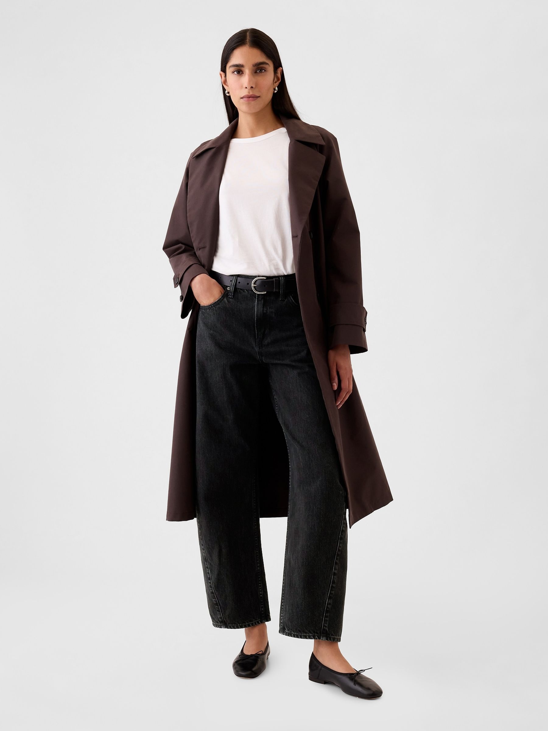 Black High Waisted Barrel Jeans - Image 1 of 6