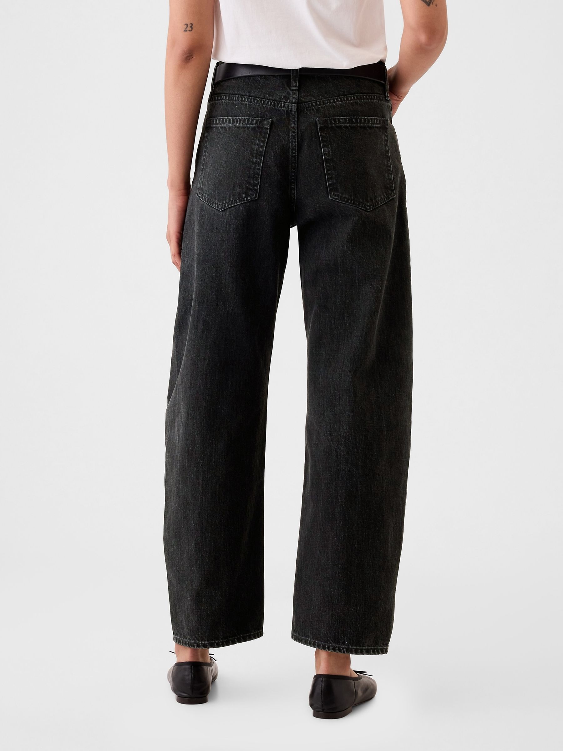 Black High Waisted Barrel Jeans - Image 3 of 6