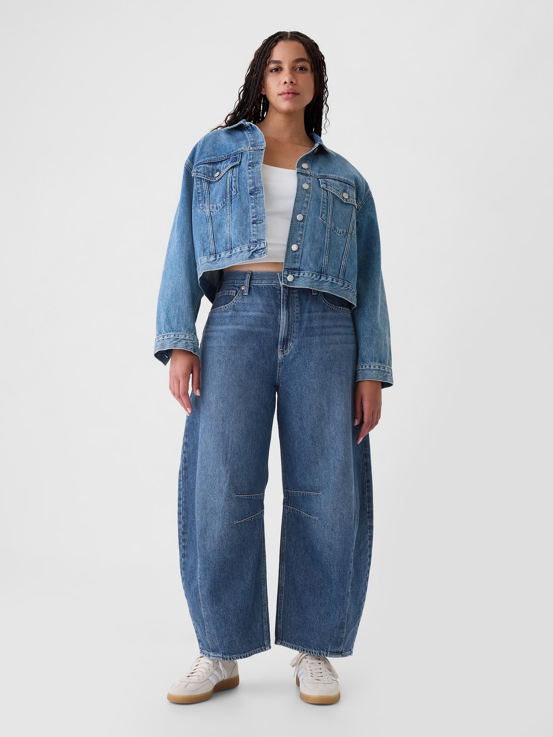 Blue High Waisted Ankle Length Horseshoe Jeans - Image 1 of 7