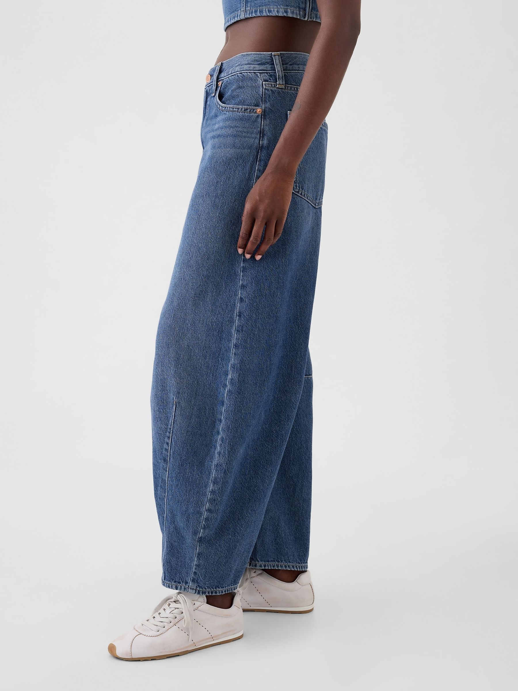 Blue High Waisted Ankle Length Horseshoe Jeans - Image 4 of 7