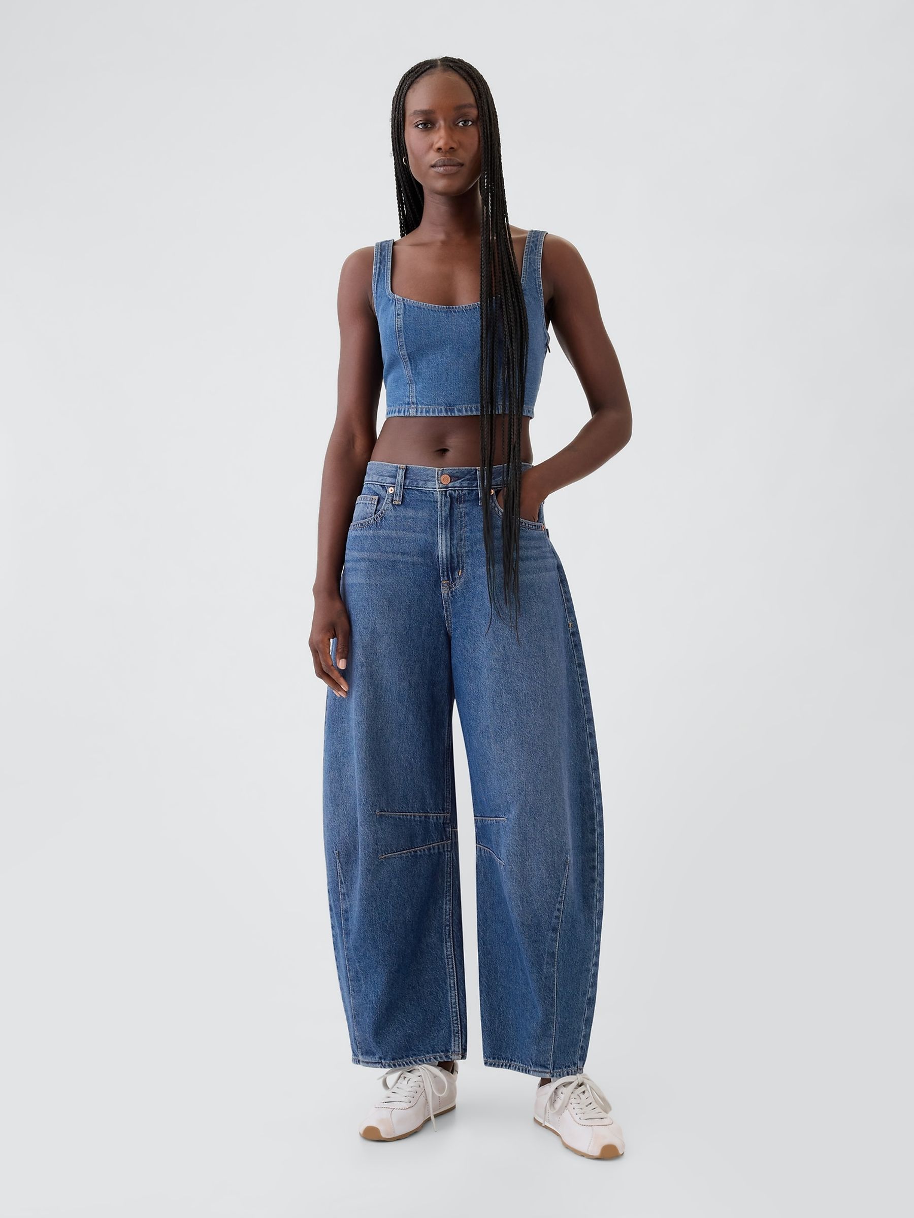 Blue High Waisted Ankle Length Horseshoe Jeans - Image 5 of 7