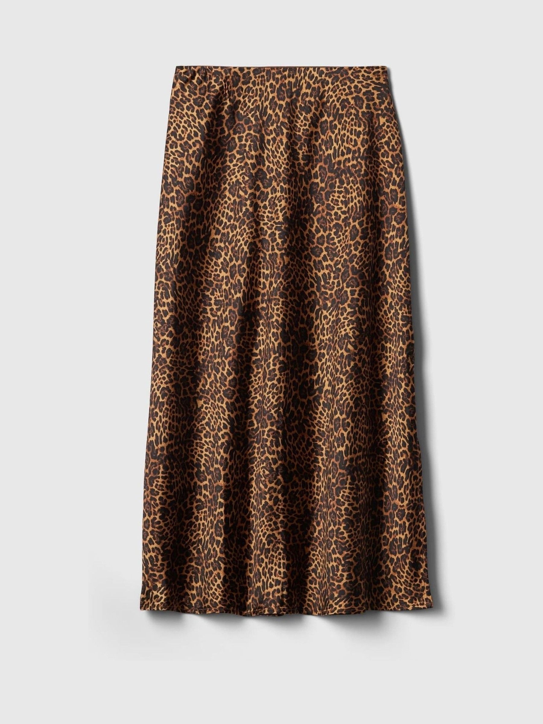 Brown Leopard Print Satin Maxi Skirt - Image 4 of 5