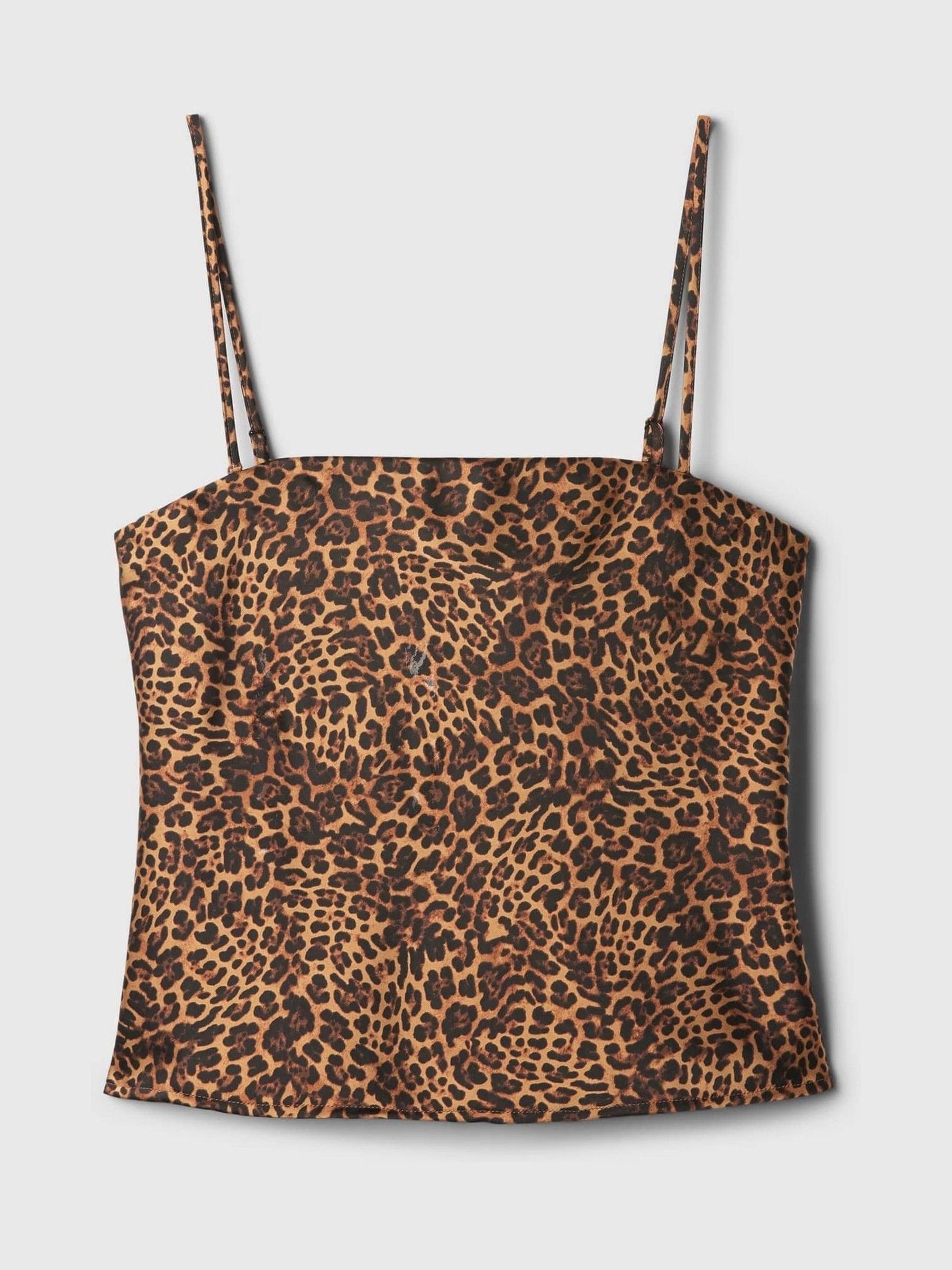 Brown Leopard Print Satin Square Neck Cami Top - Image 5 of 5
