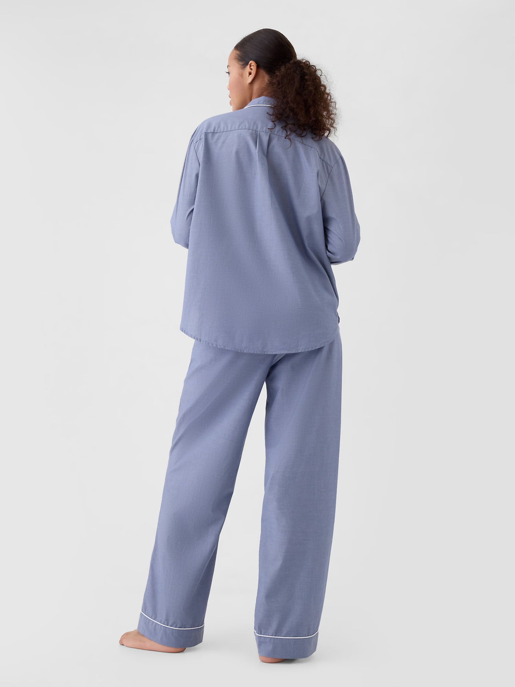 Blue 100% Cotton Poplin Pyjama Bottoms - Image 2 of 3