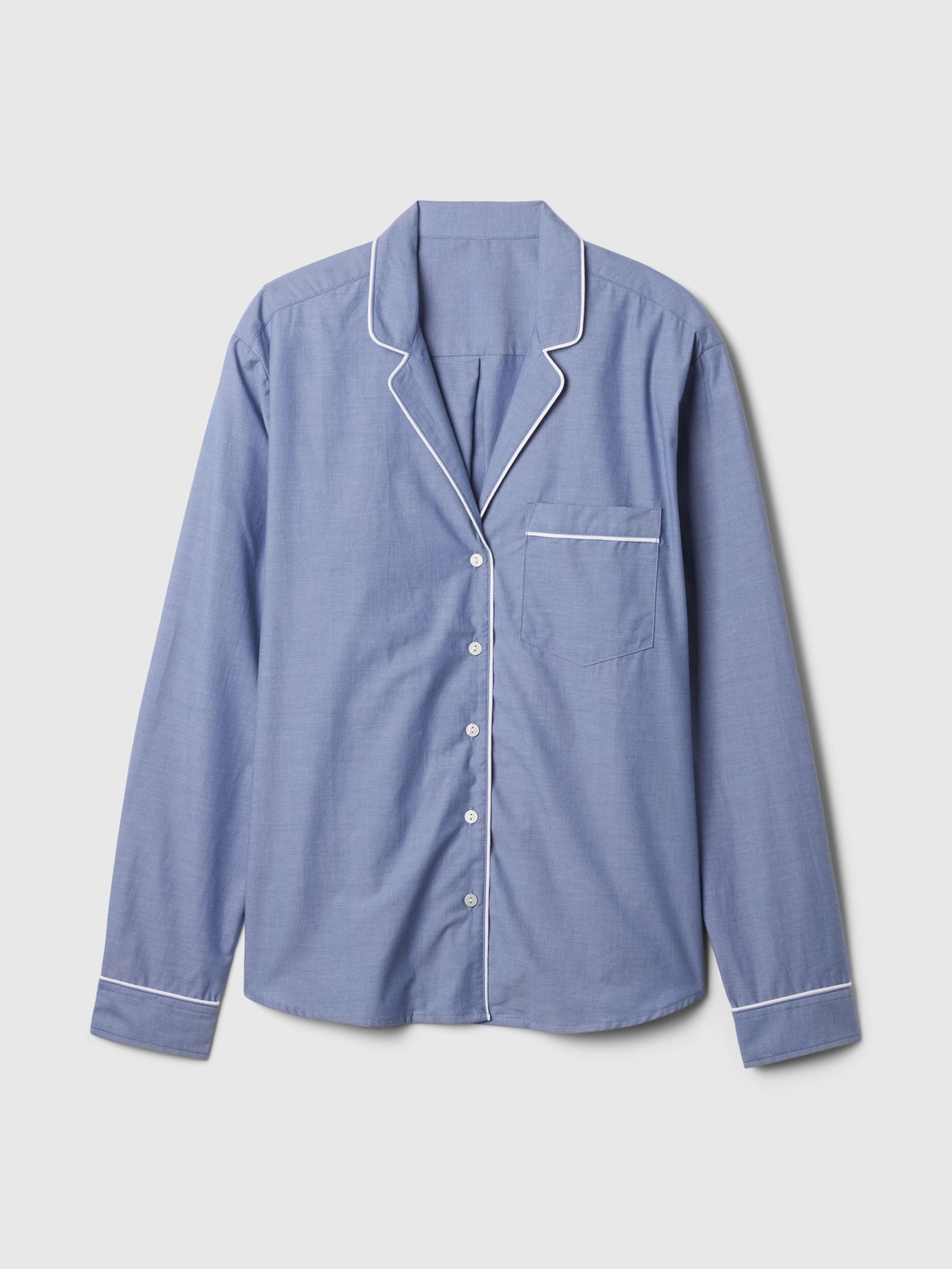 Blue 100% Cotton Poplin Pyjama Top - Image 4 of 4