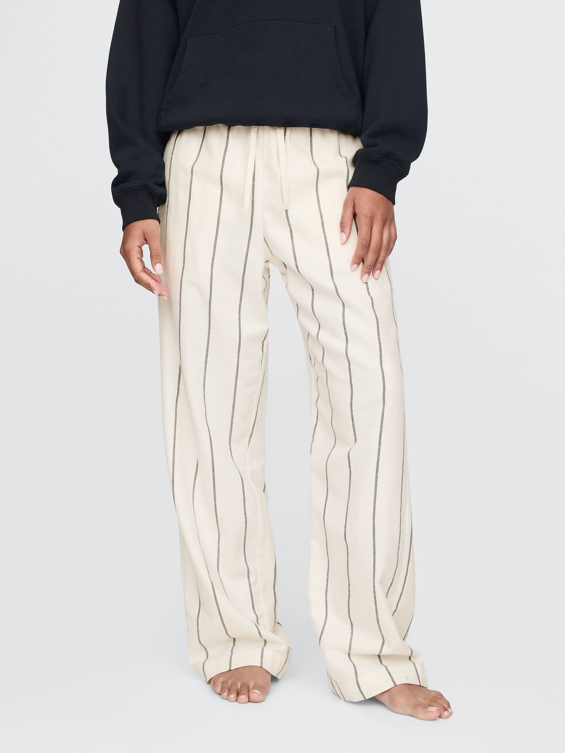 Cream 100% Cotton Pinstripe Pyjama Bottoms - Image 2 of 5