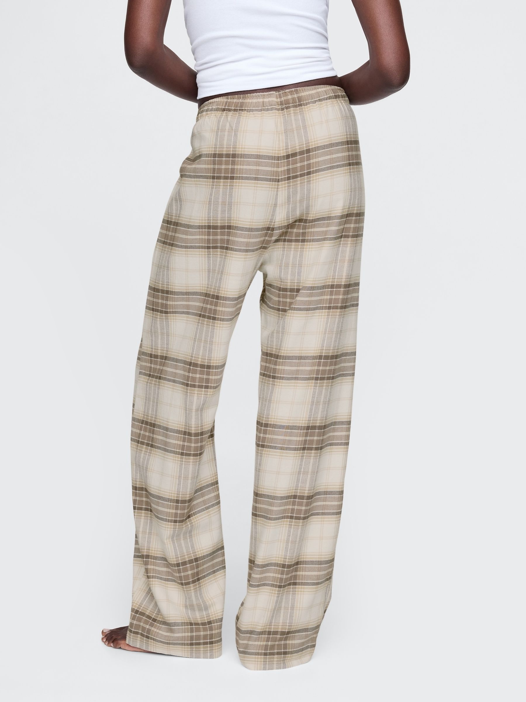 Cream Matching Family Christmas 100% Cotton Relaxed Traditional Check Pyjama Bottoms - Image 3 of 5