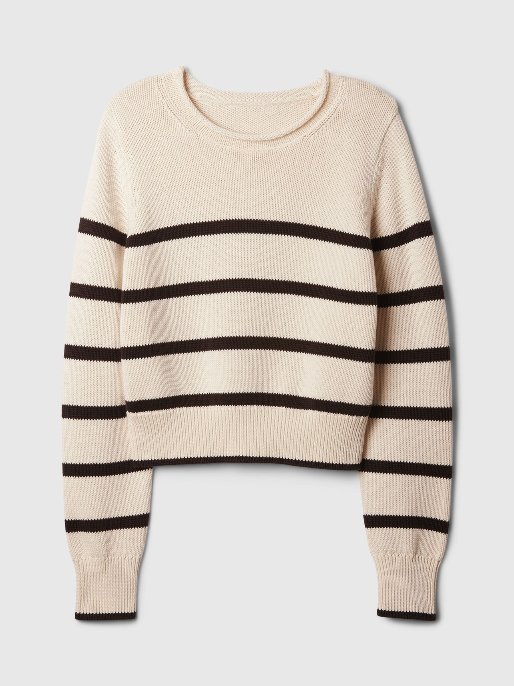 Cream Soft Cotton Shrunken Roll Neck Jumper - Image 4 of 5