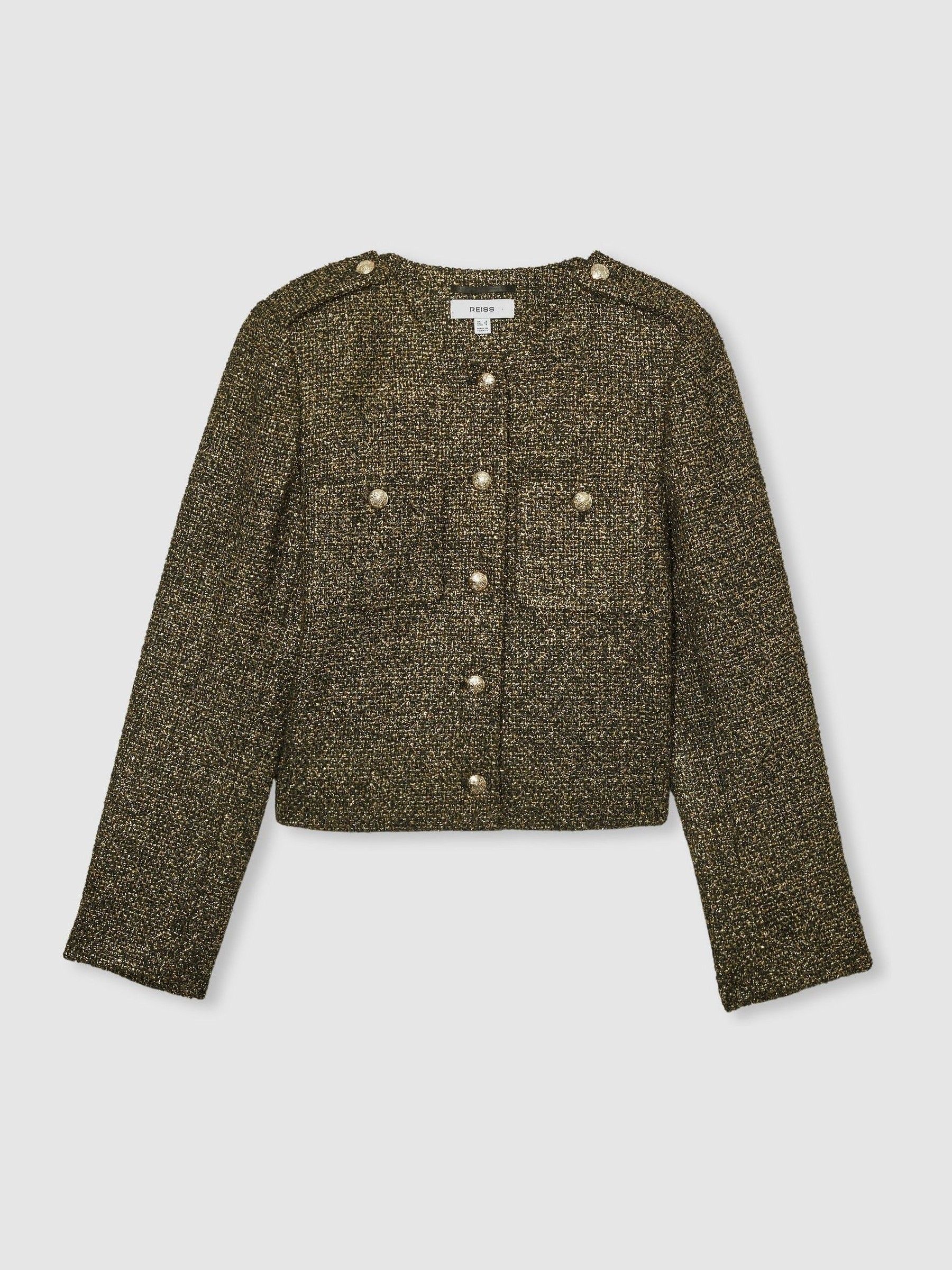 Lamé-Tweed Jacket in Gold - Image 2 of 8