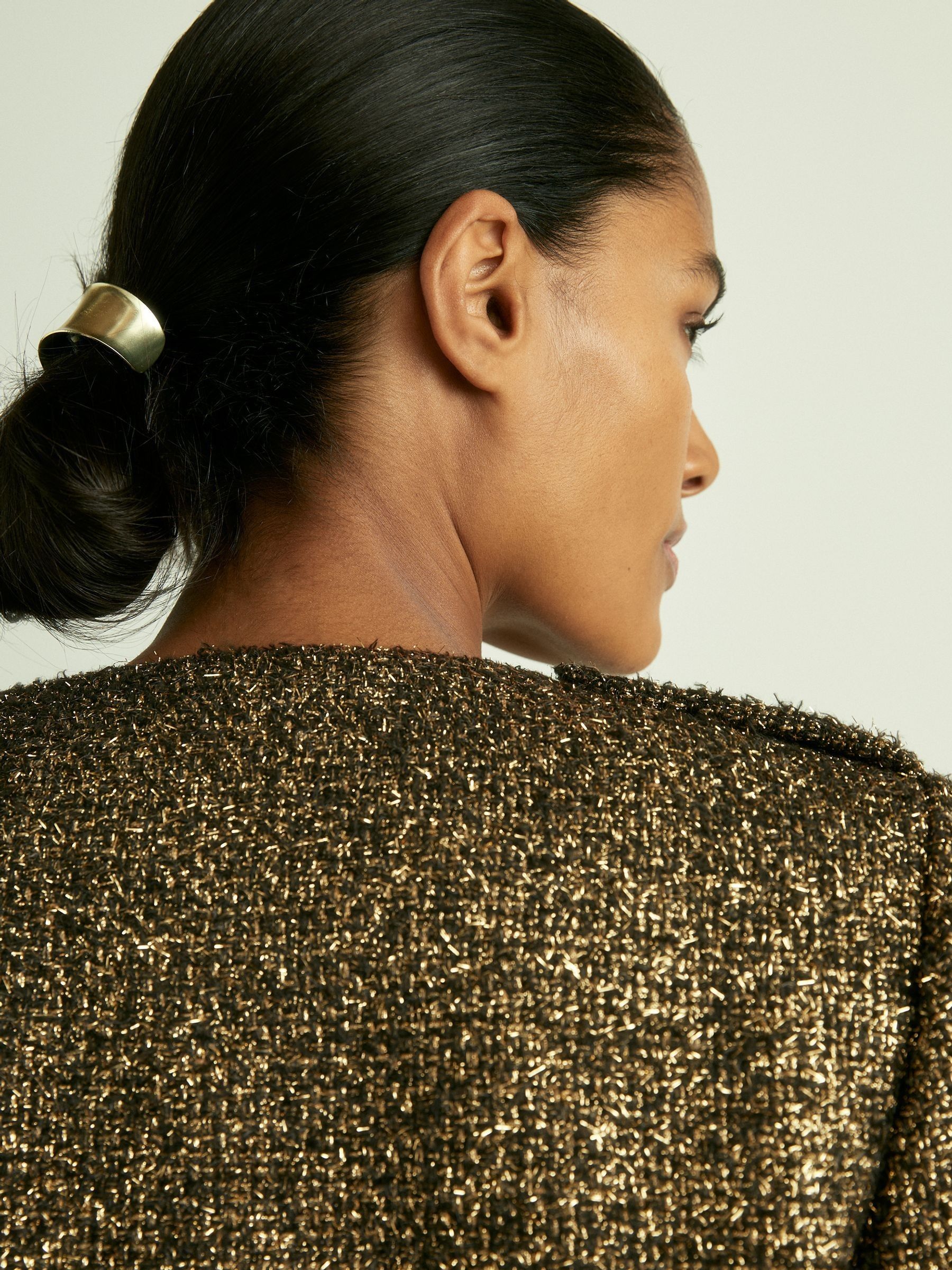 Lamé-Tweed Jacket in Gold - Image 5 of 8