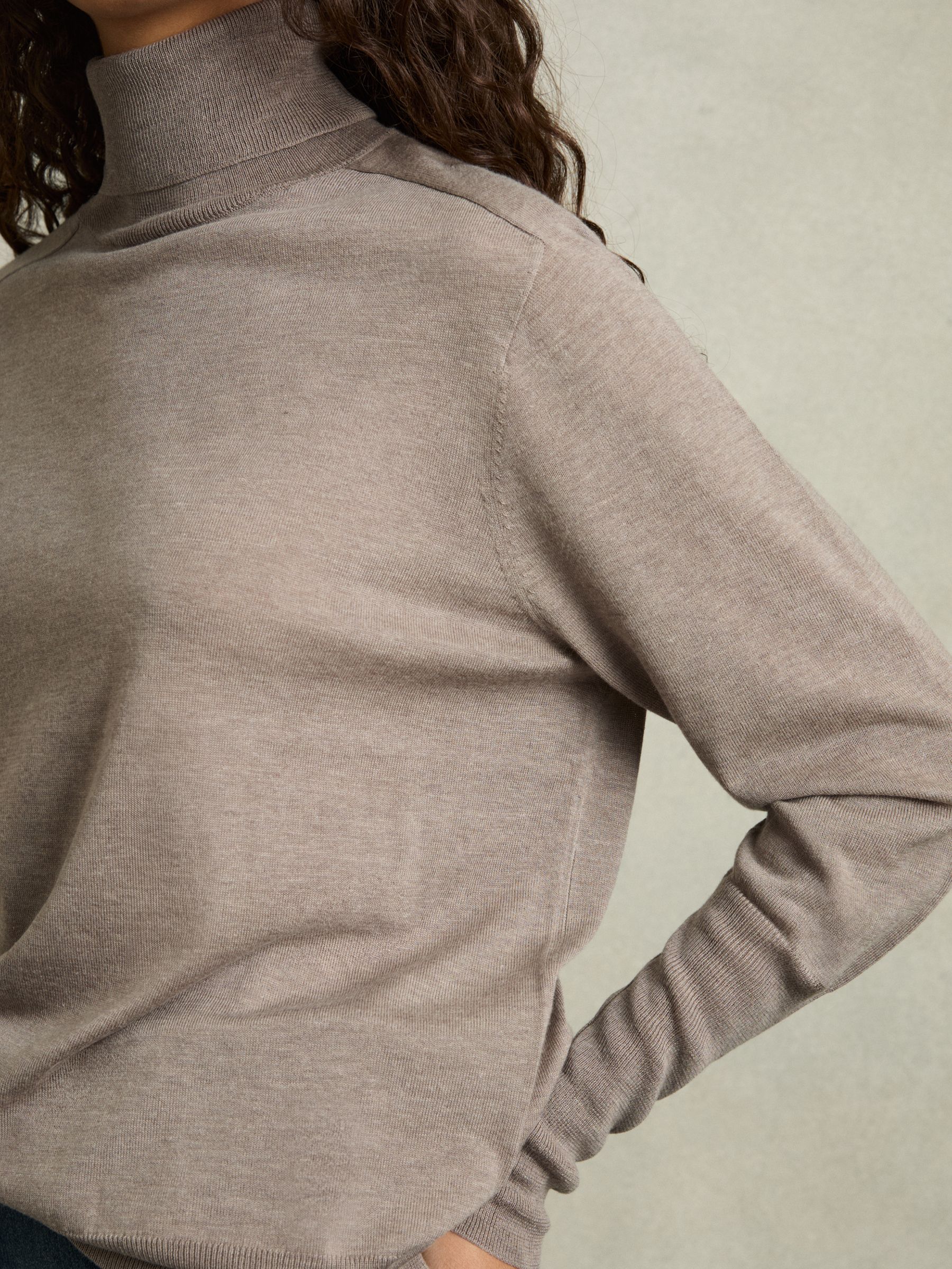 Roll-Neck Jumper With Cashmere in Mink - Image 4 of 7
