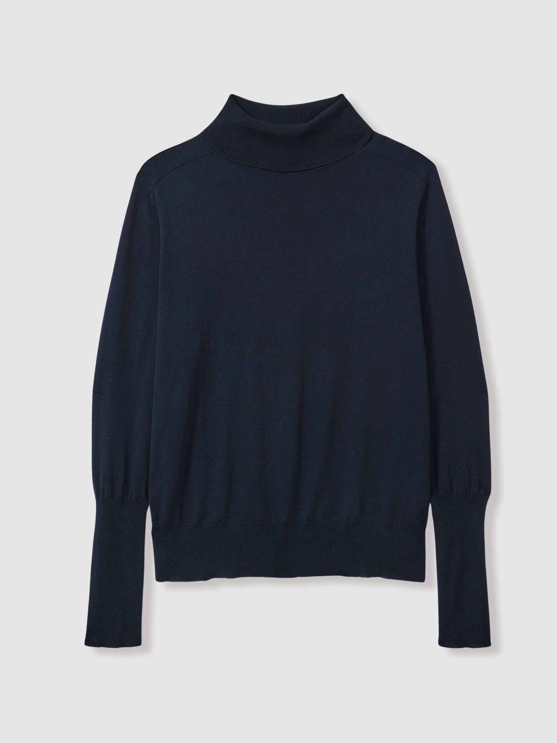 Roll-Neck Jumper With Cashmere in Navy - Image 2 of 6