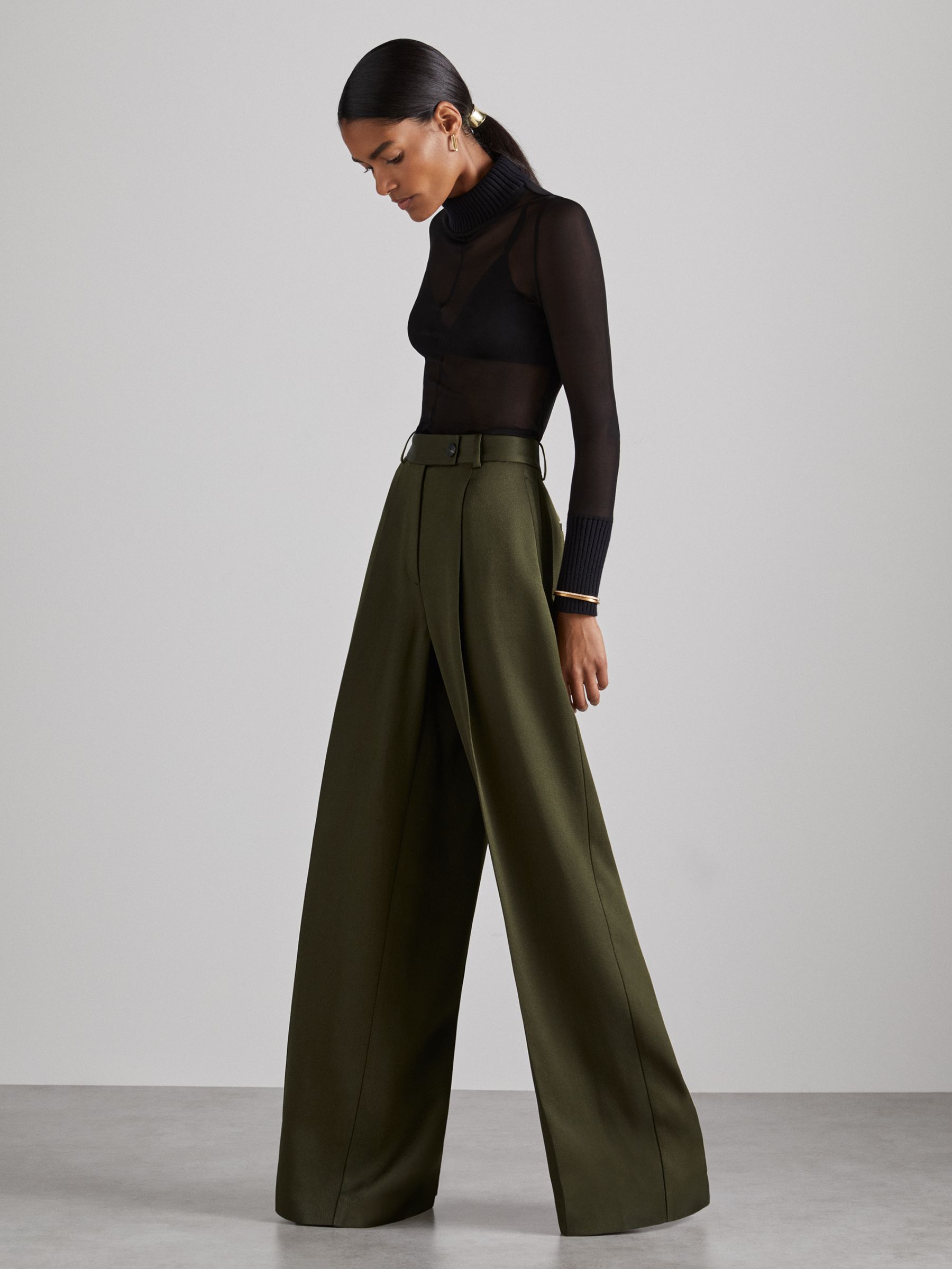 Atelier Pleated-Crepe Suit Trousers in Green - Image 1 of 6