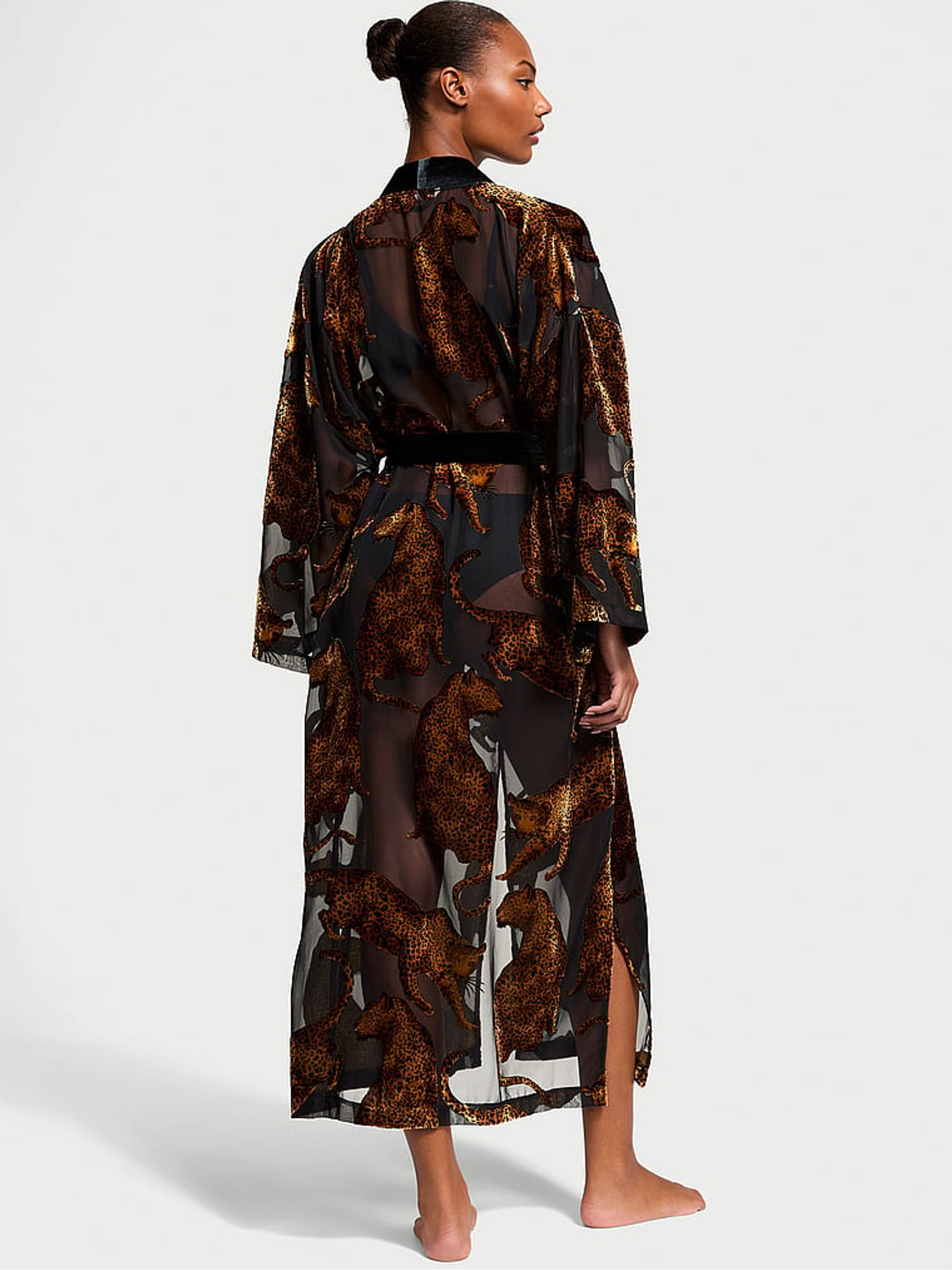 Black Leopard Burnout Long Robe - Image 2 of 3