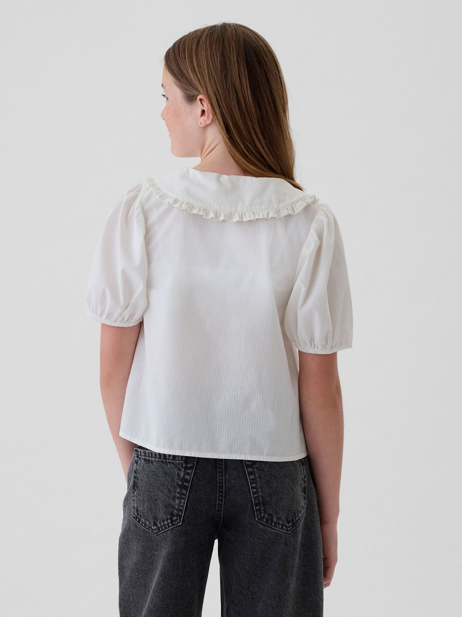 White Ruffle Collar Shirt (4-13yrs) - Image 2 of 5