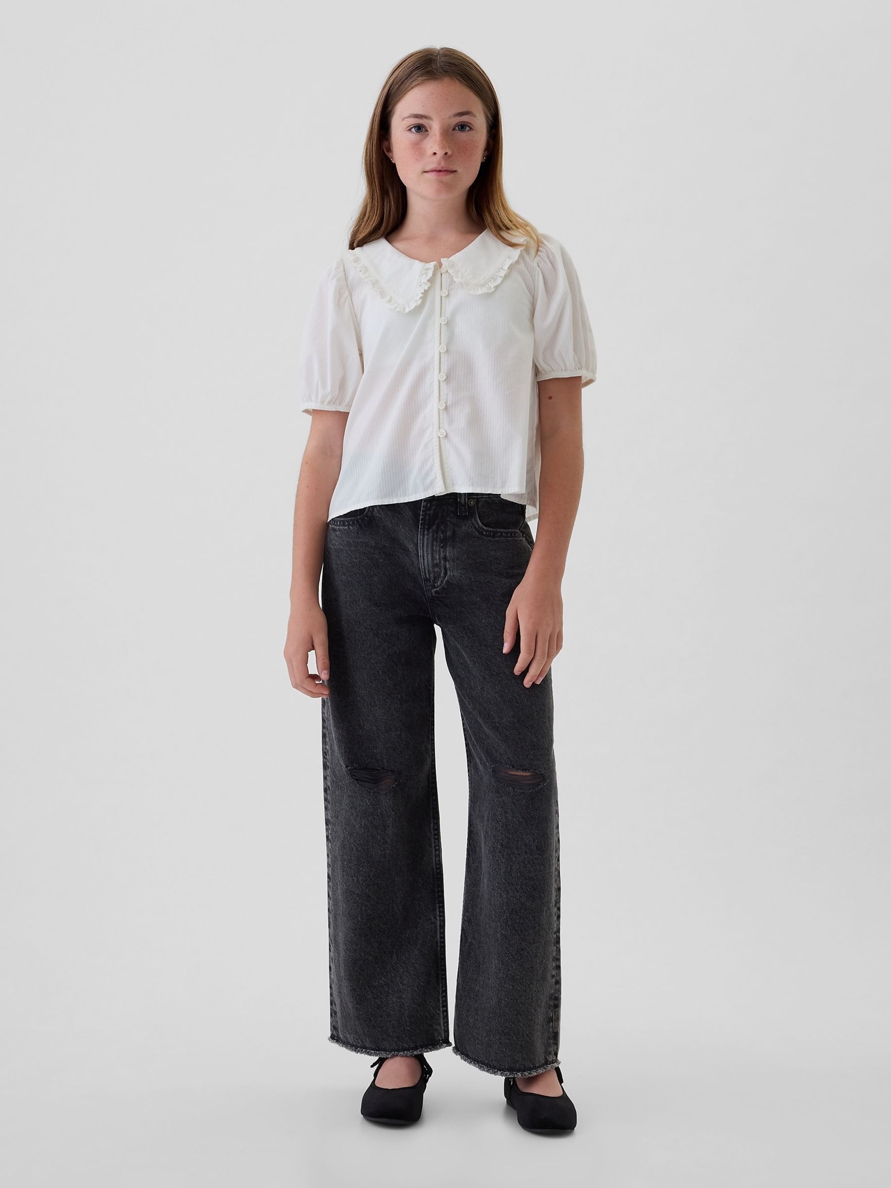 White Ruffle Collar Shirt (4-13yrs) - Image 3 of 5