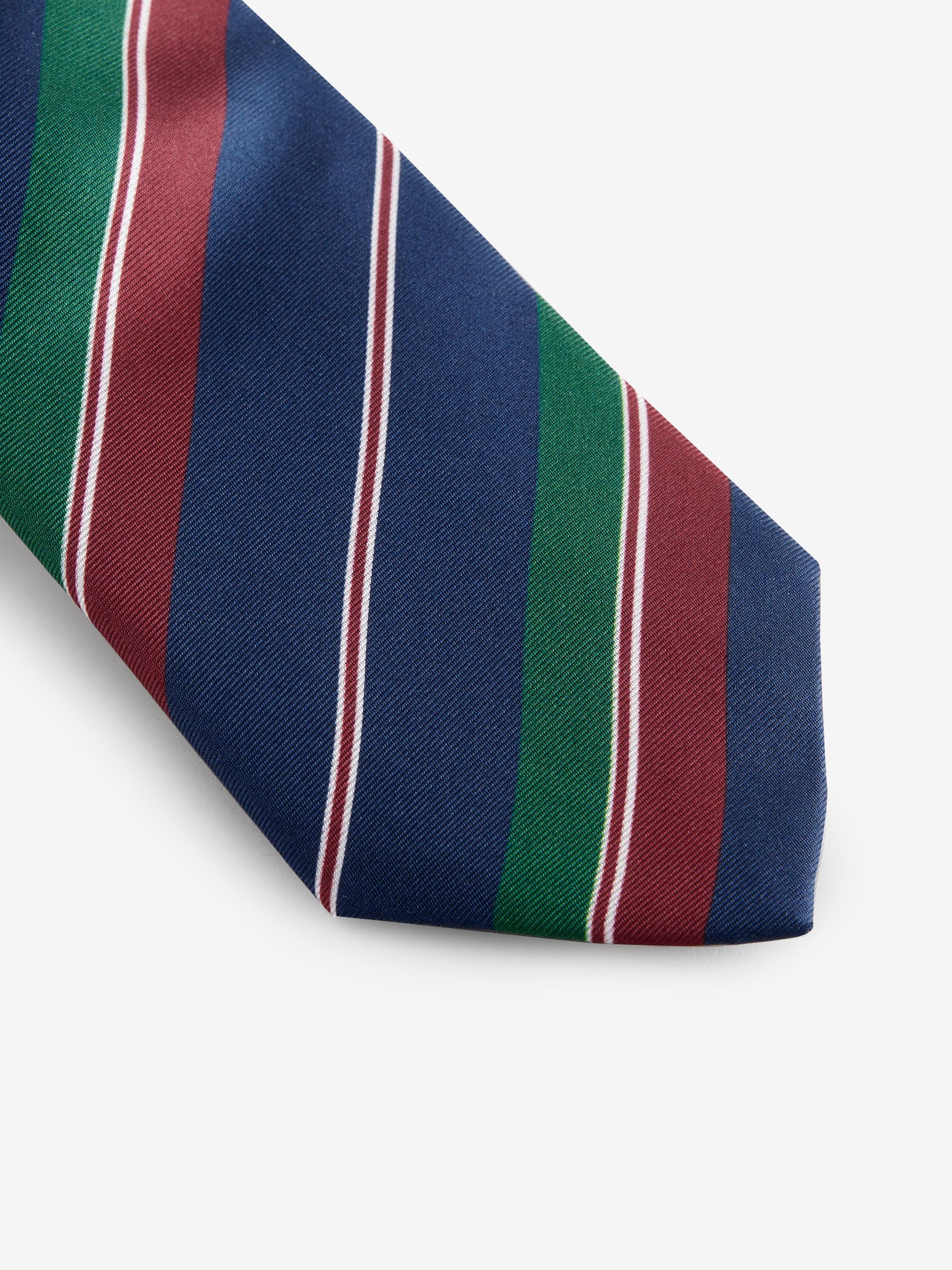 Navy Blue Stripe 100% Silk Tie - Image 2 of 3