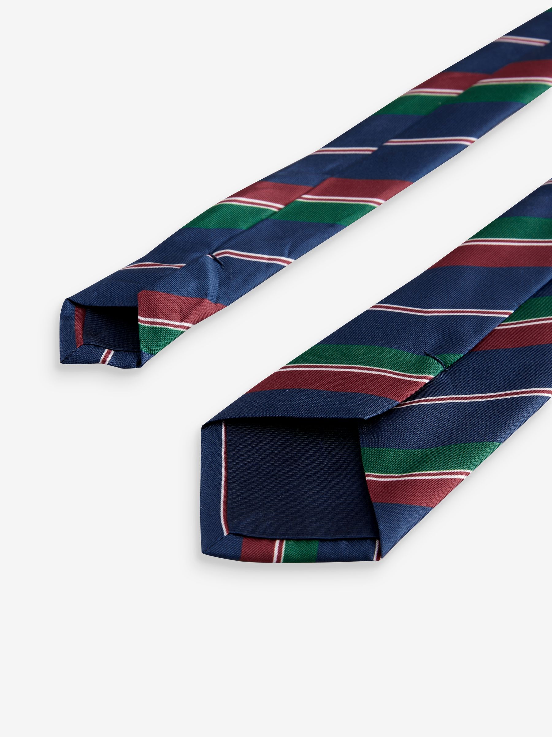 Navy Blue Stripe 100% Silk Tie - Image 3 of 3