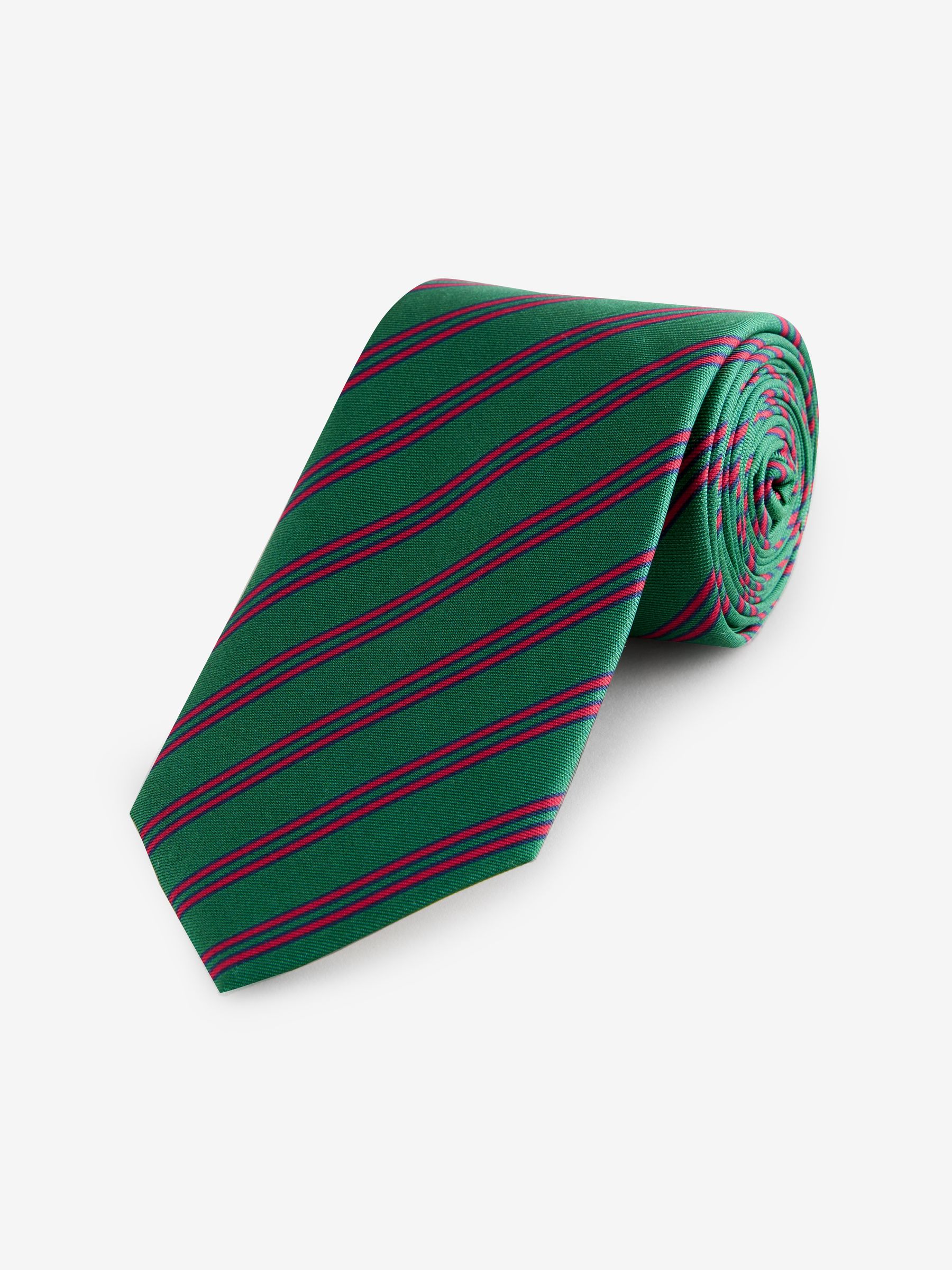 Green Stripe 100% Silk Tie - Image 1 of 3