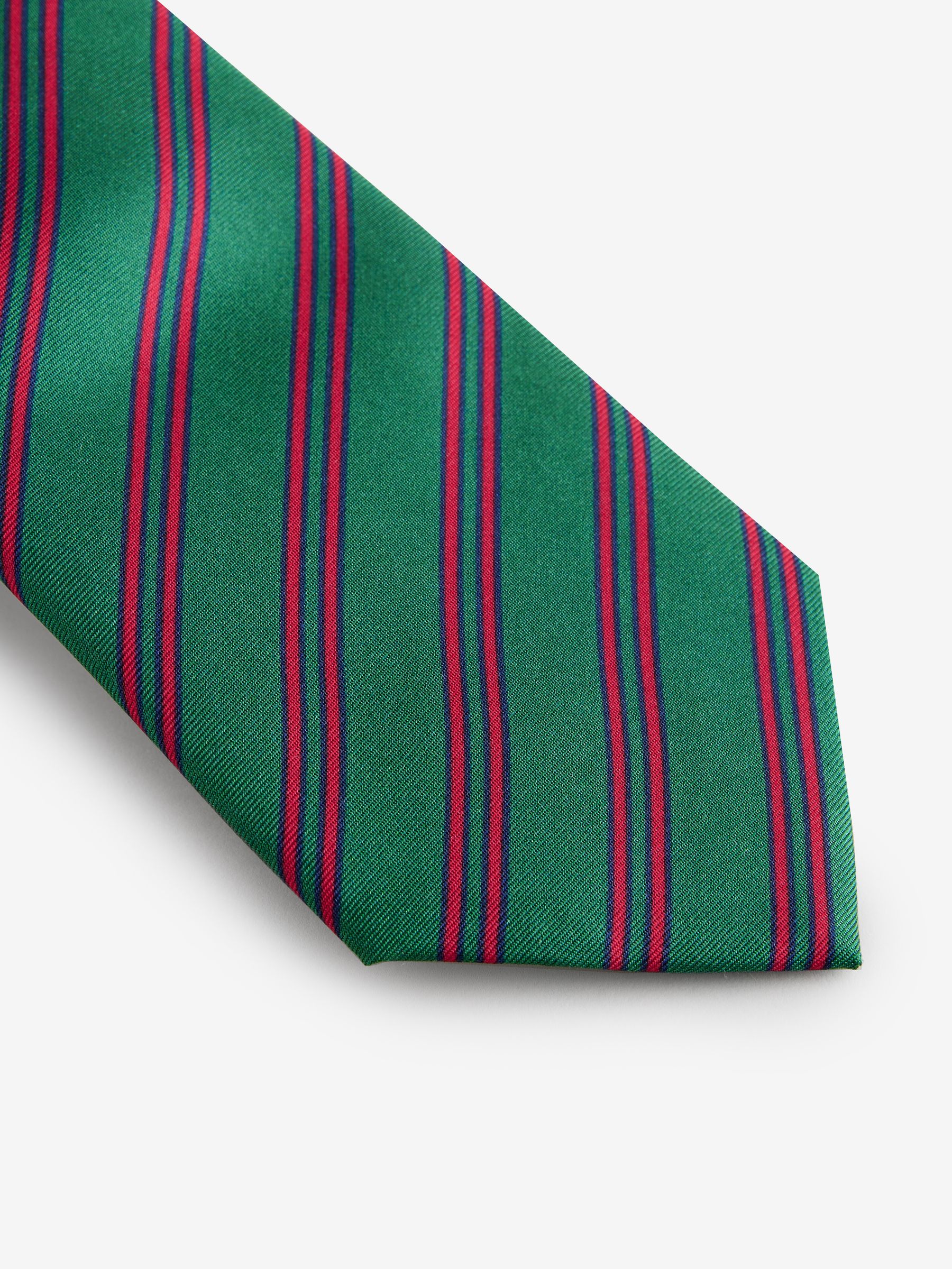Green Stripe 100% Silk Tie - Image 2 of 3