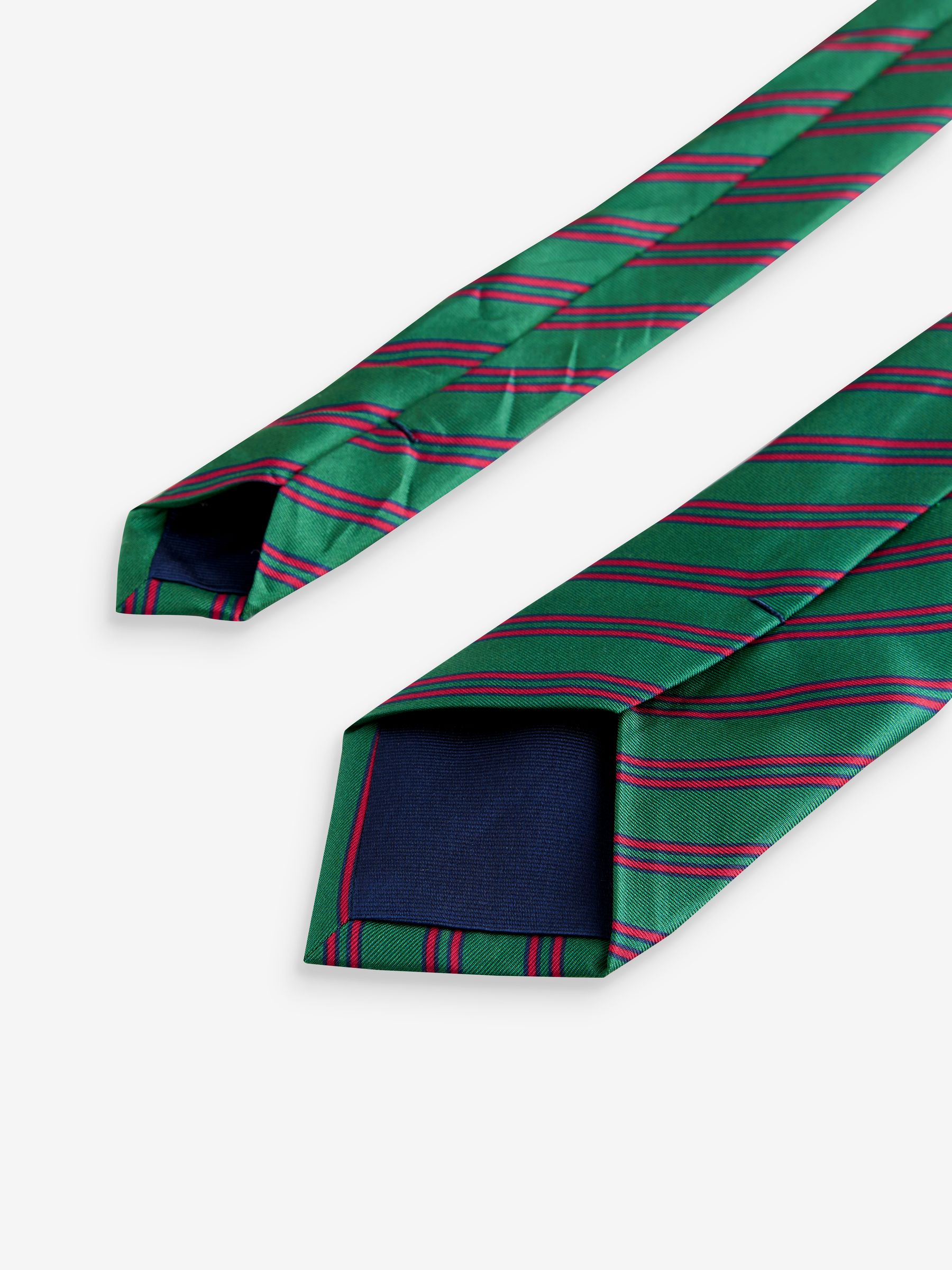 Green Stripe 100% Silk Tie - Image 3 of 3