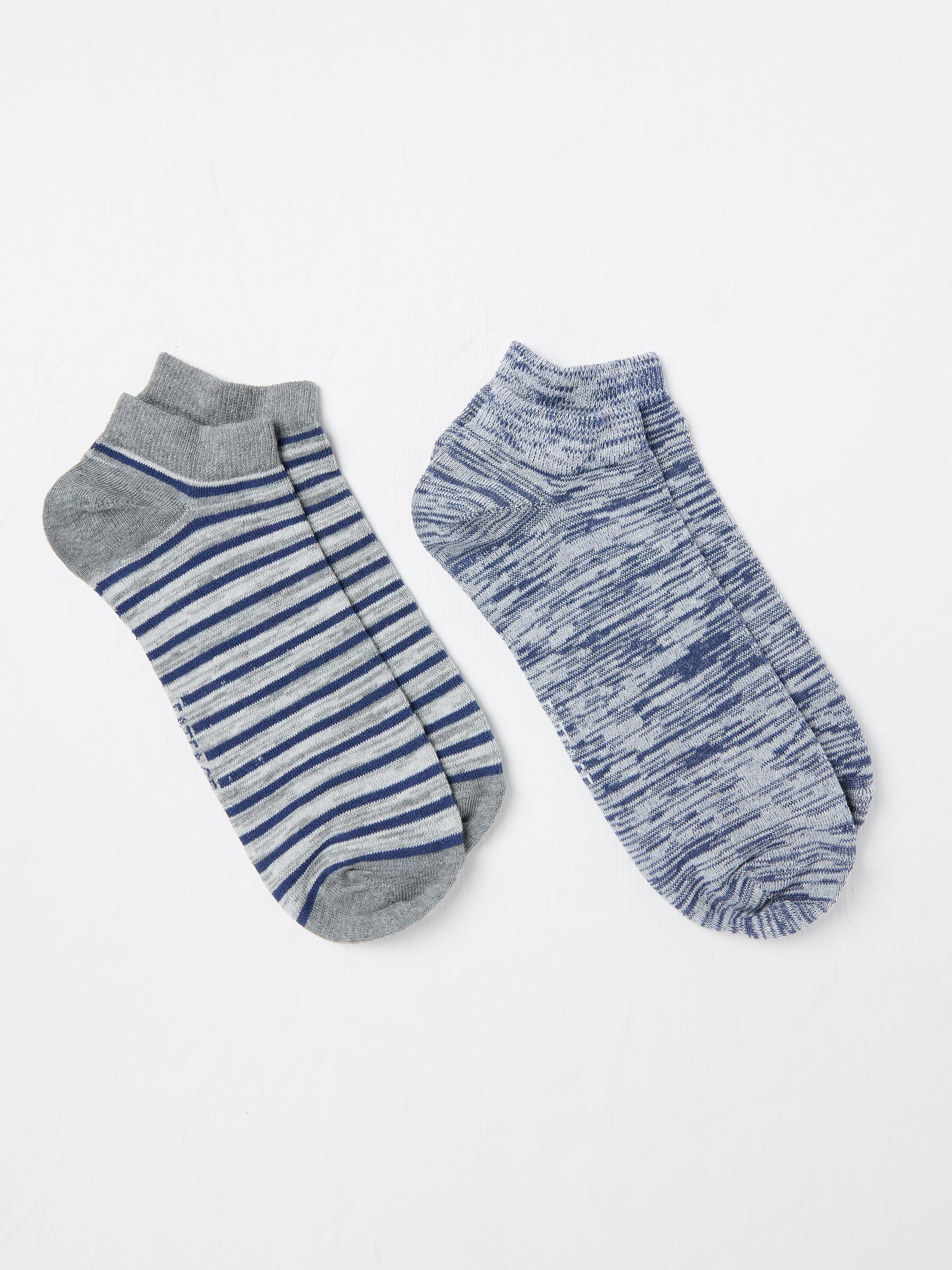 Grey Striped Trainer Socks 2 Pack - Image 1 of 2