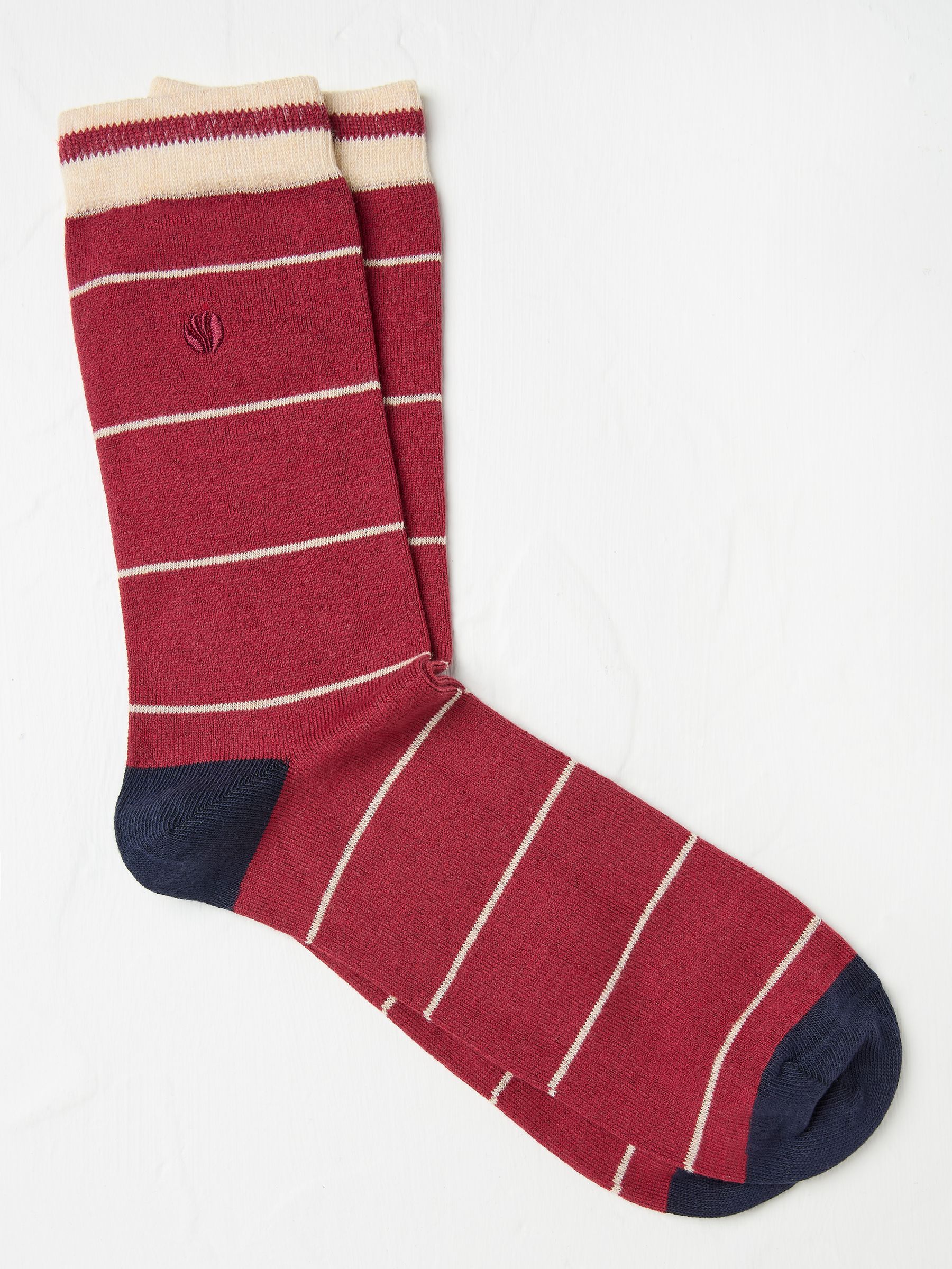 Red Men's Striped Socks - Image 1 of 2