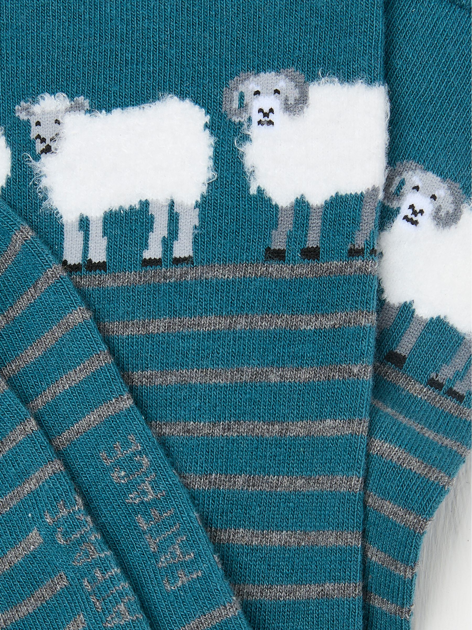 Teal Blue Fluffy Ram Socks - Image 2 of 2 Teal Blue Fluffy Ram Socks - Image 2 of 2
