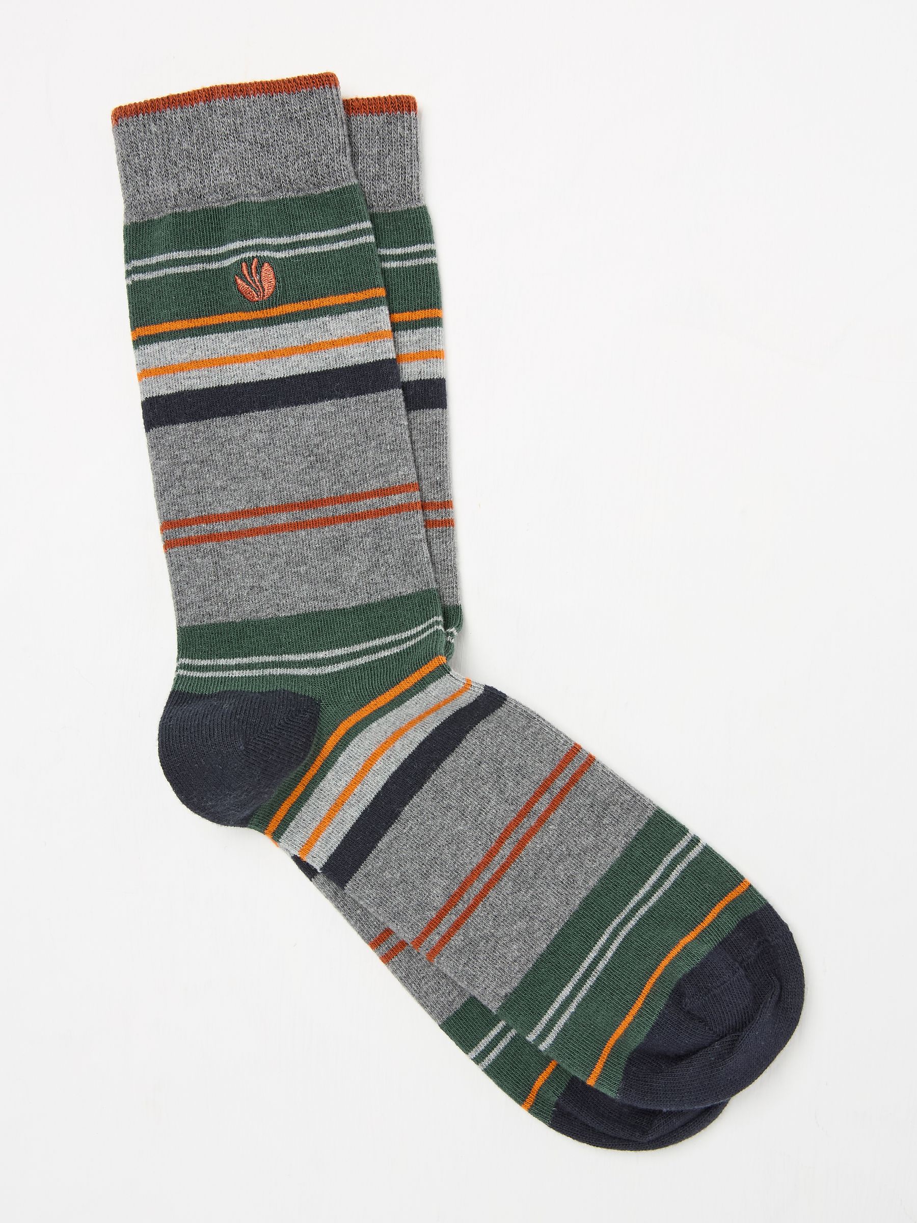 Grey & Khaki Stripe Men's Striped Socks - Image 1 of 2