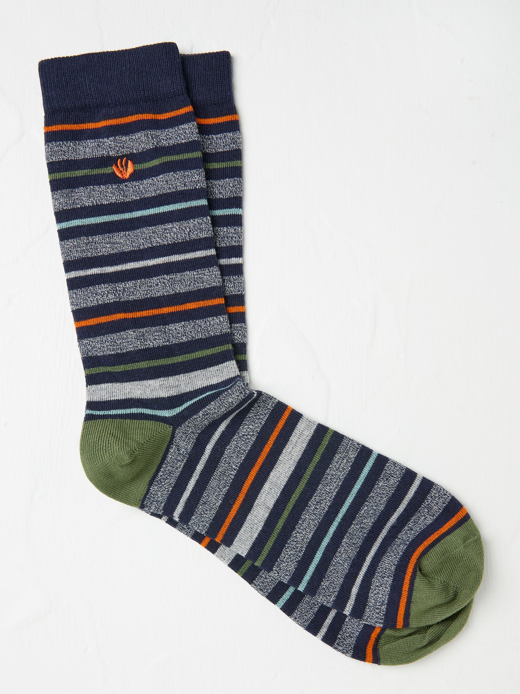 Navy Blue & Grey Men's Striped Socks - Image 1 of 2