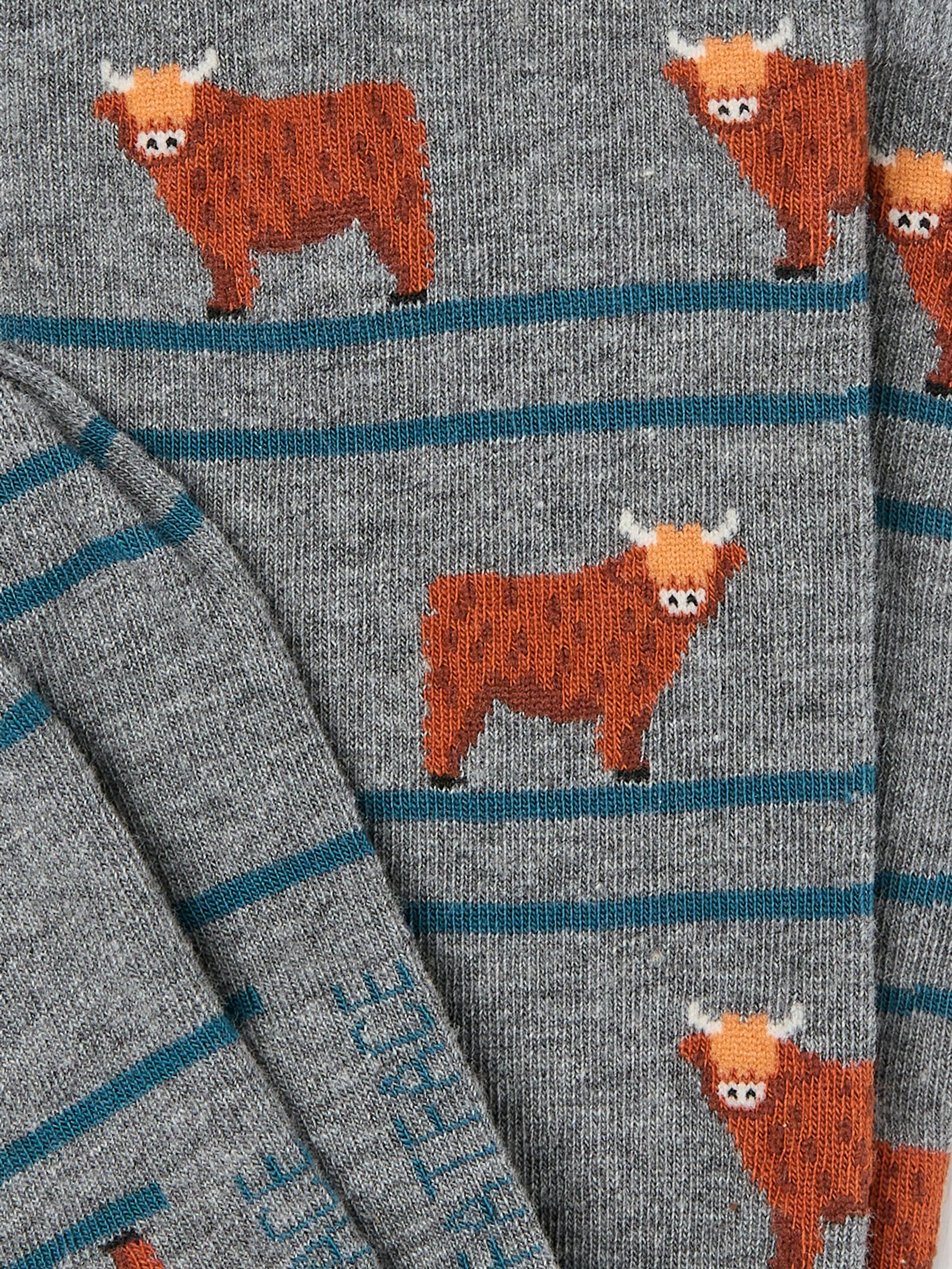 Grey Highland Cow Stripe Socks - Image 2 of 2