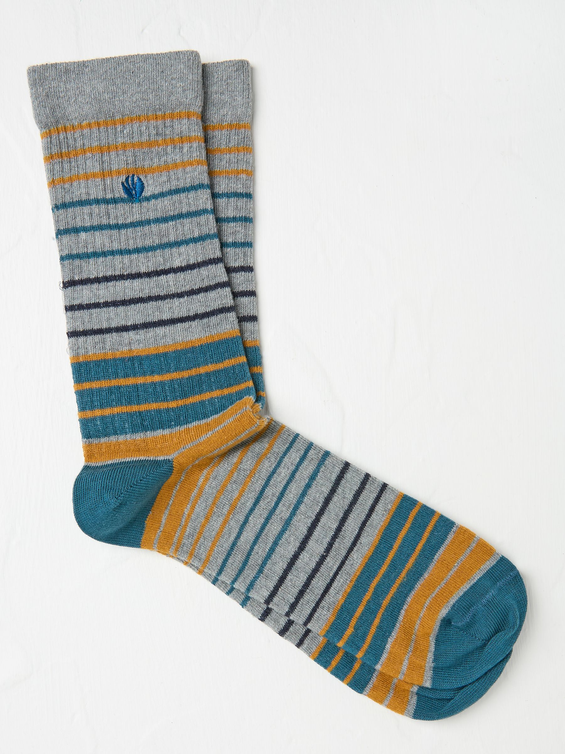 Grey Men's Striped Ribbed Socks - Image 1 of 2