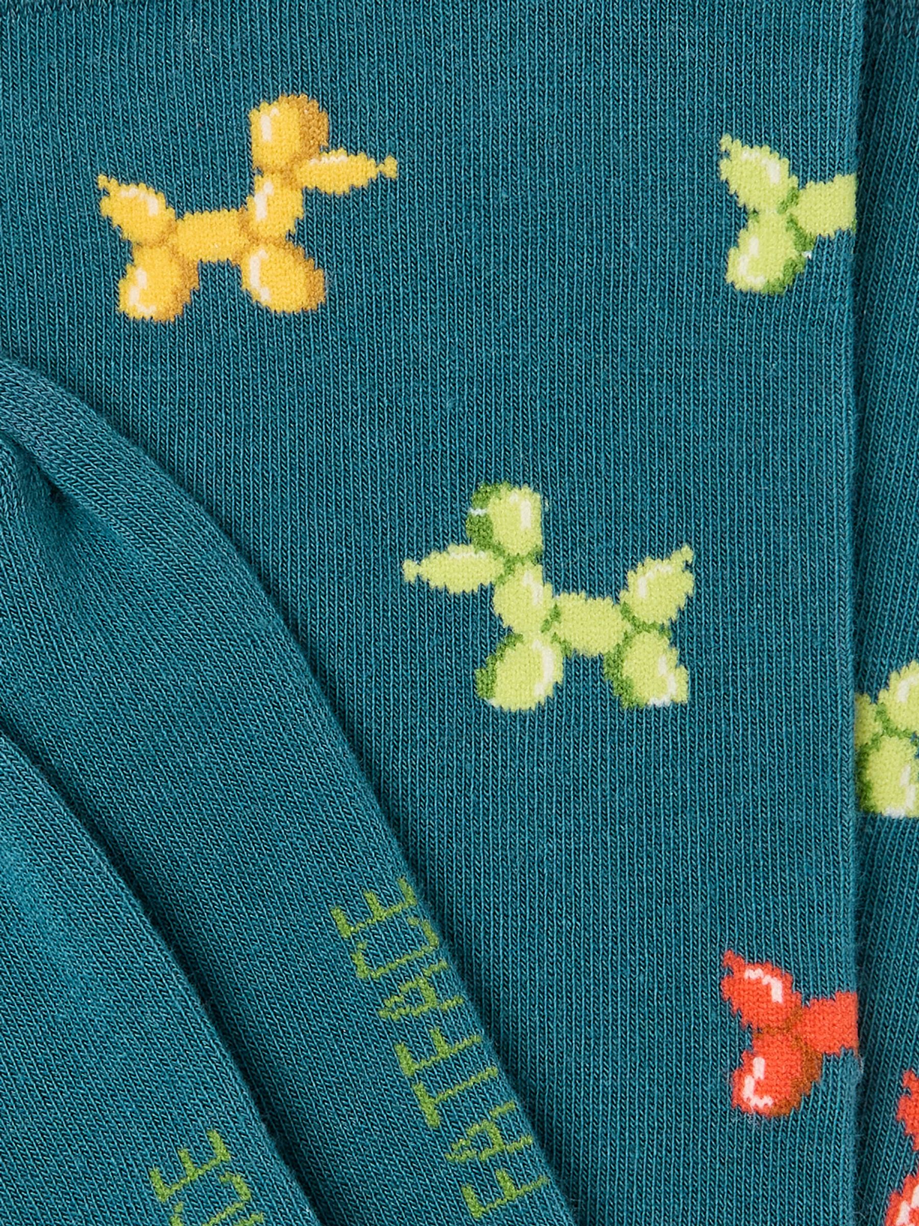 Teal Blue Balloon Dogs Men's Socks - Image 2 of 2 Teal Blue Balloon Dogs Men's Socks - Image 2 of 2