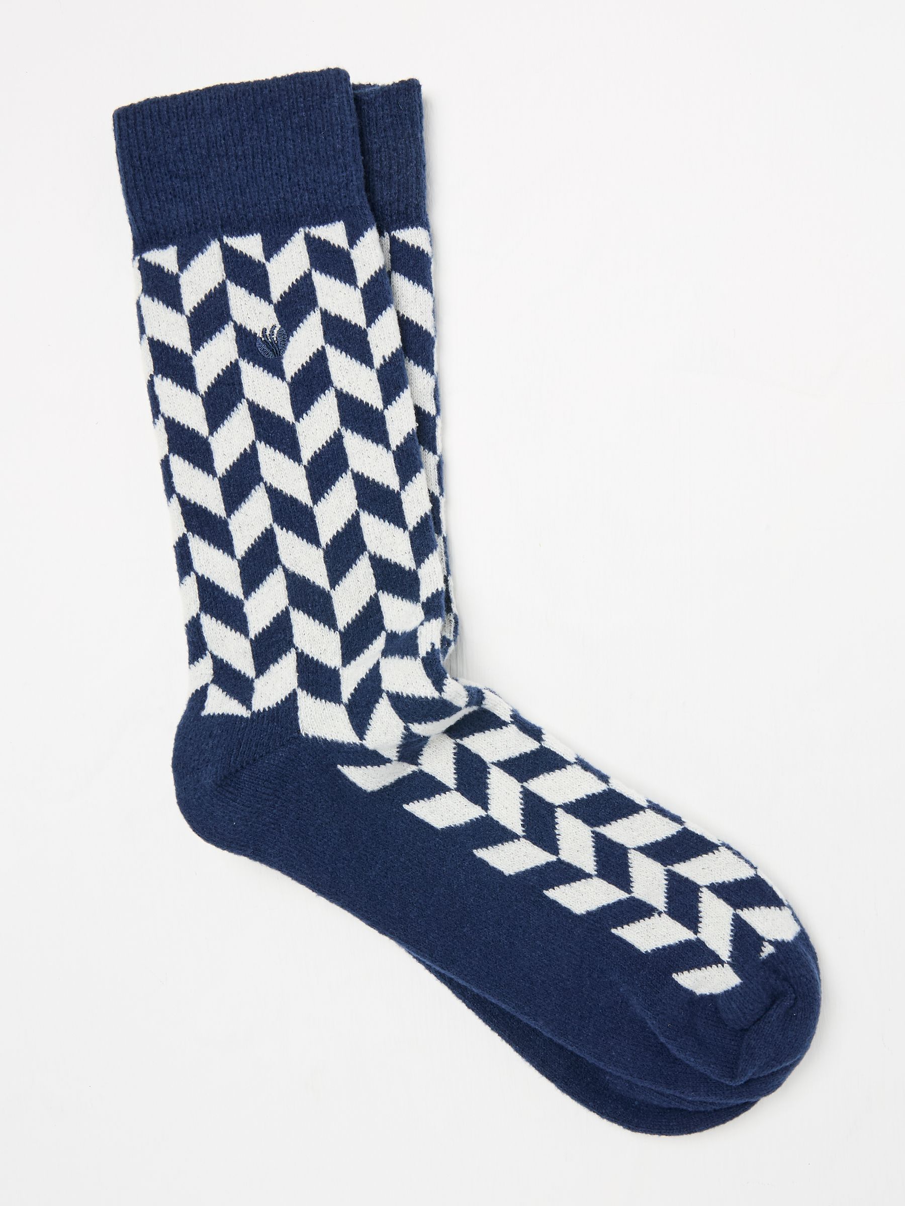 Navy Cosy Chevron Socks - Image 1 of 2