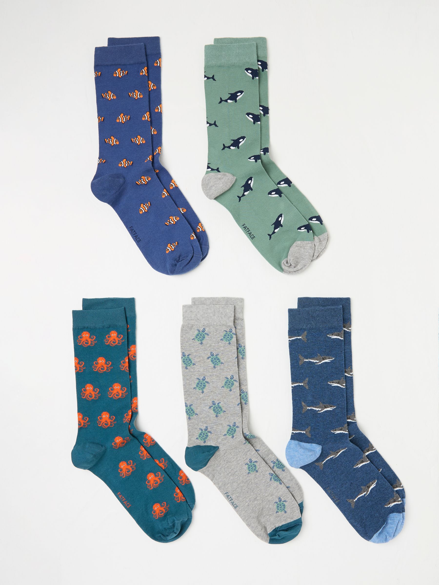 Multi Sealife 5 Pack Men's Socks - Image 2 of 2