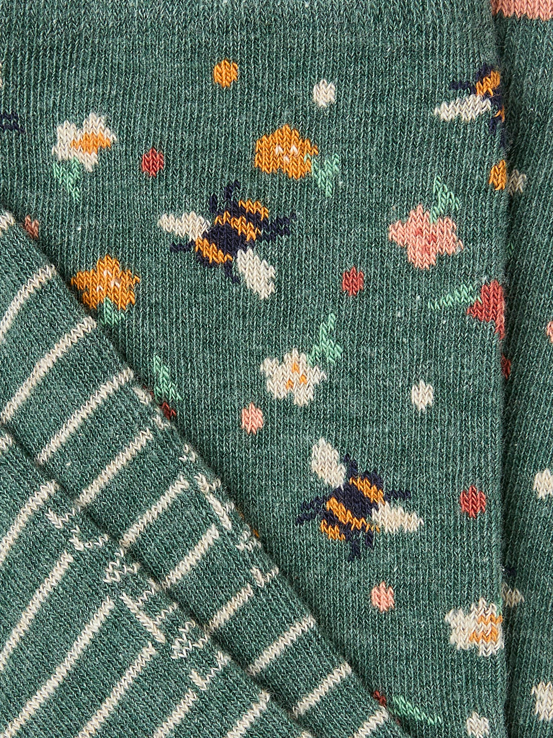 Green Bee Floral Socks - Image 2 of 2 Green Bee Floral Socks - Image 2 of 2