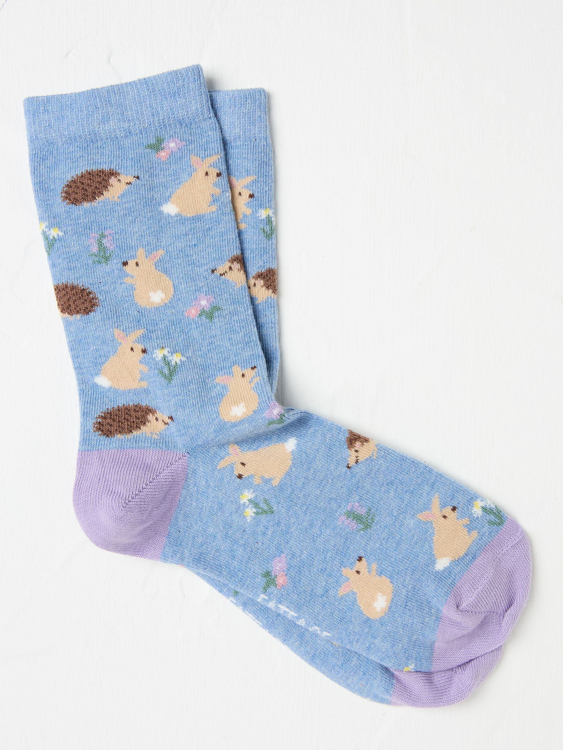 Blue Bunny & Hedgehog Women's Socks - Image 1 of 2